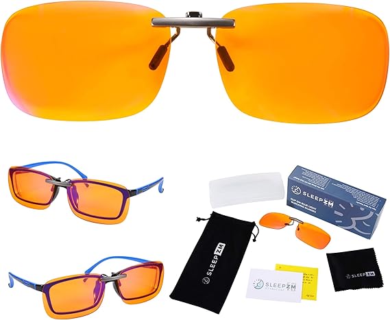 Blue lens clip on glasses Clearance