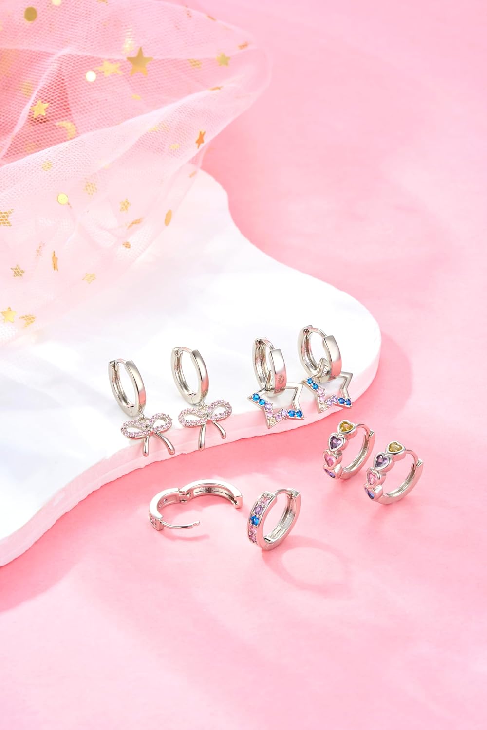 Hypoallergenic Screw Back Earrings for Women Girls Kids Surgical Steel Earrings for Sensitive Ears Cute Heart CZ Flower Butterfly Toddler Girl Earrings Screwback Studs Hoops - Image 7