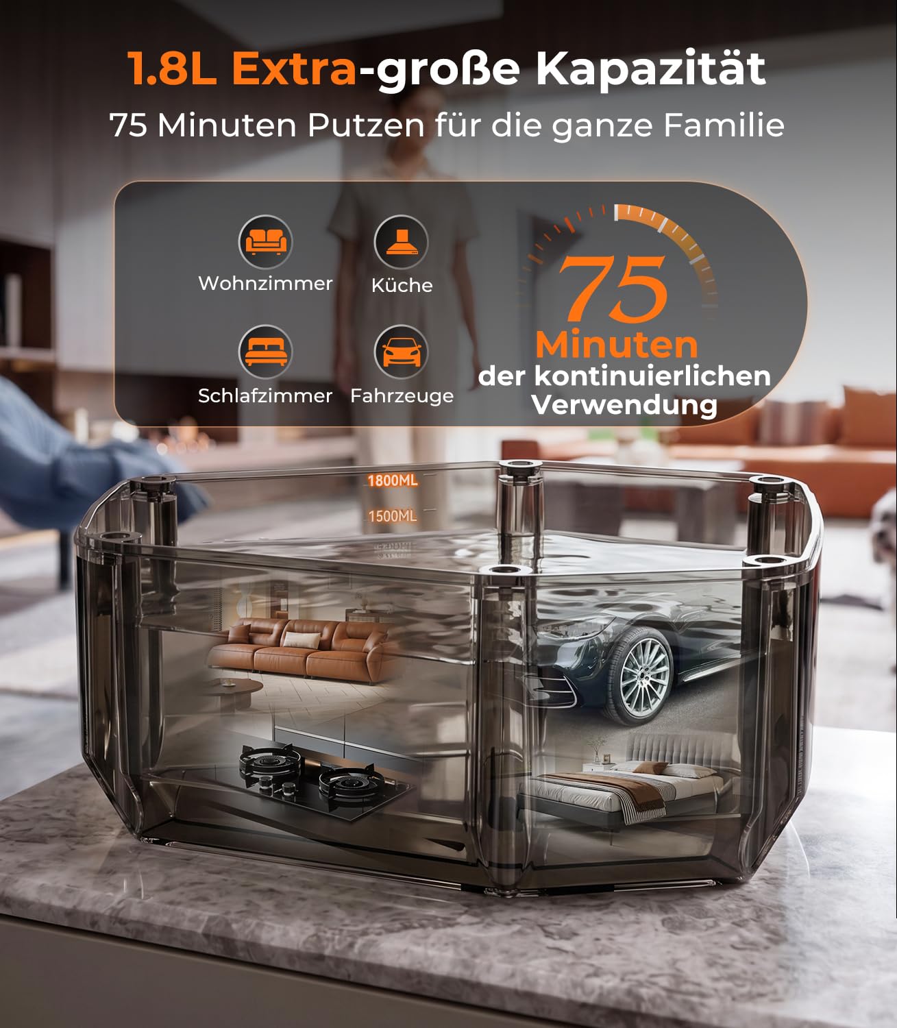 20-IN-1 Dampfreiniger Handgerät【100% Kühler & Akkufreier Griff–Neueste NH Labor-Technik】【99,99% Keimreduktion–SPJ Spitzentechnik】Dampfreiniger für Alles,Steam Cleaner für Fußboden, Sofa(Upgraded)
