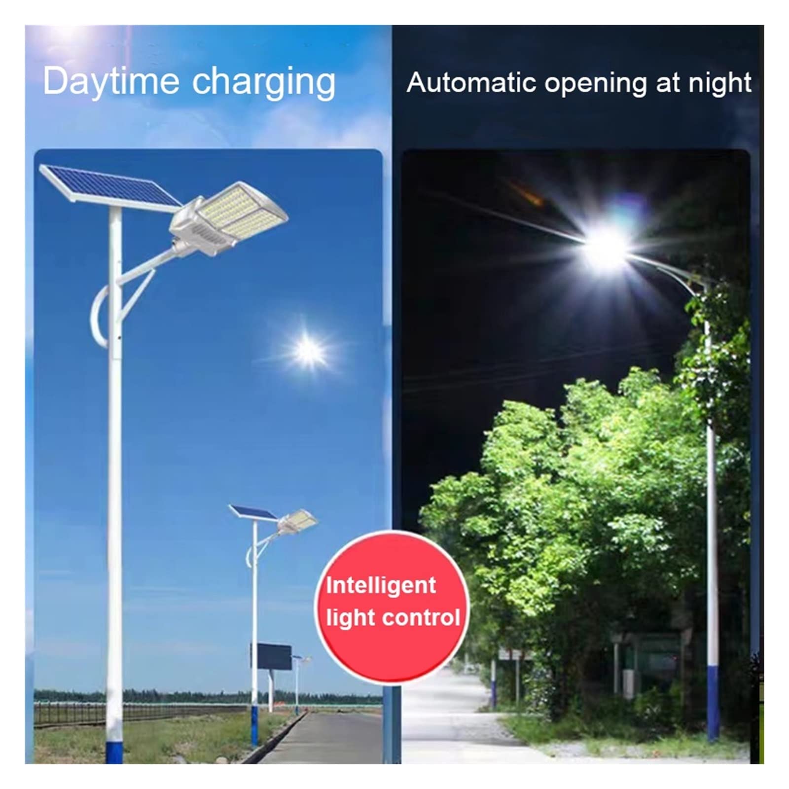 Lampy Solarne ZewnęTrzne, 600000LM Słoneczna latarnia uliczna Zewnętrzna aluminiowa słoneczna latarnia uliczna Ogród Światło słoneczne Pilot Wodoodporna lampa słoneczna Bardzo Szeroki KąT śWiecenia(10