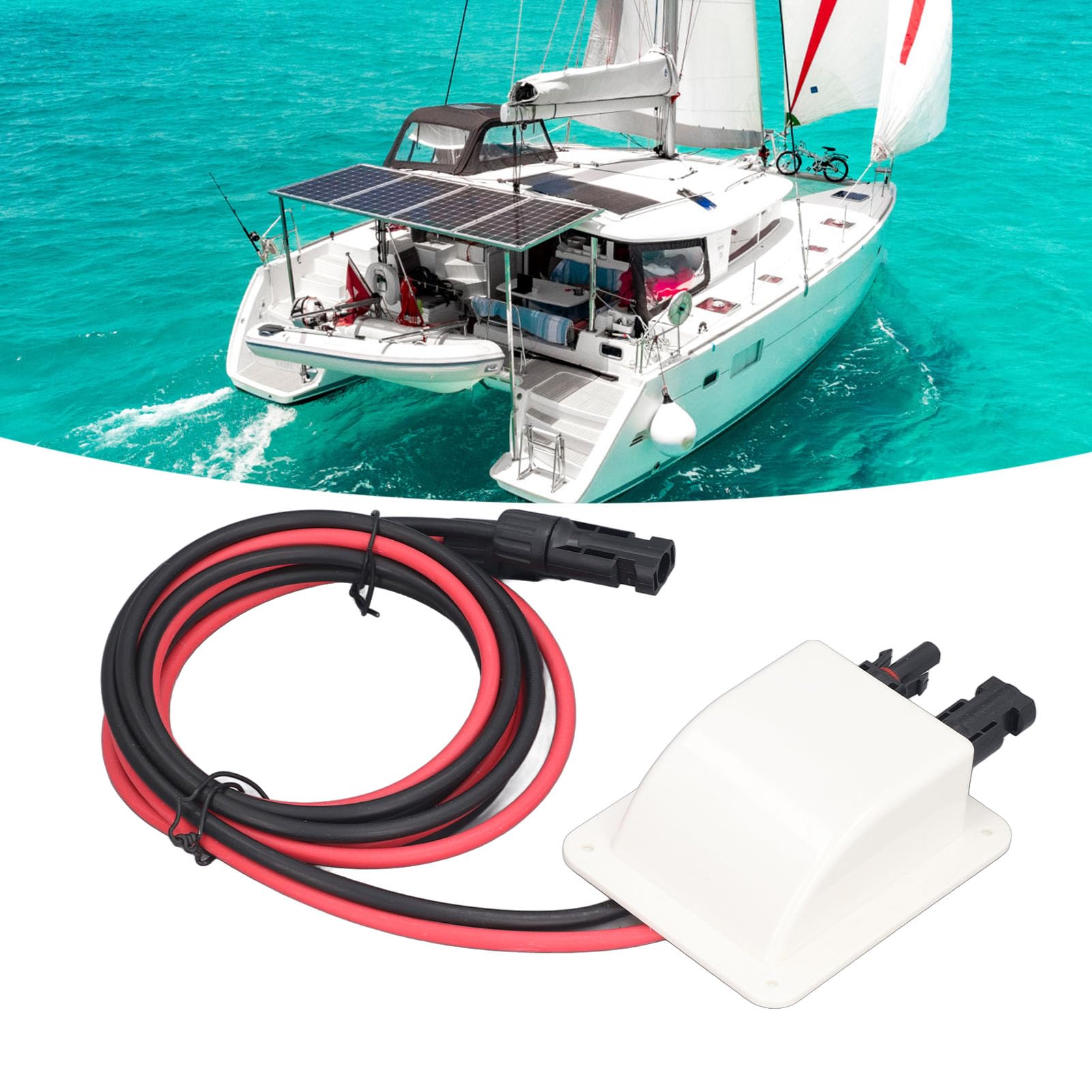 Alloggiamento per Scatola pressacavo Solare a Doppio Ingresso per, Viaggio in Campeggio, Yacht, Barca Tetto, con prolunga da 2 m 10 awg