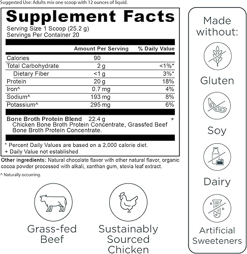 Miniatura 39 de Ancient Nutrition - Proteína en polvo de caldo de hueso, sabor a sopa de pollo, pollo y vaca alimentados con pasto, 0.53 onzas de proteína por