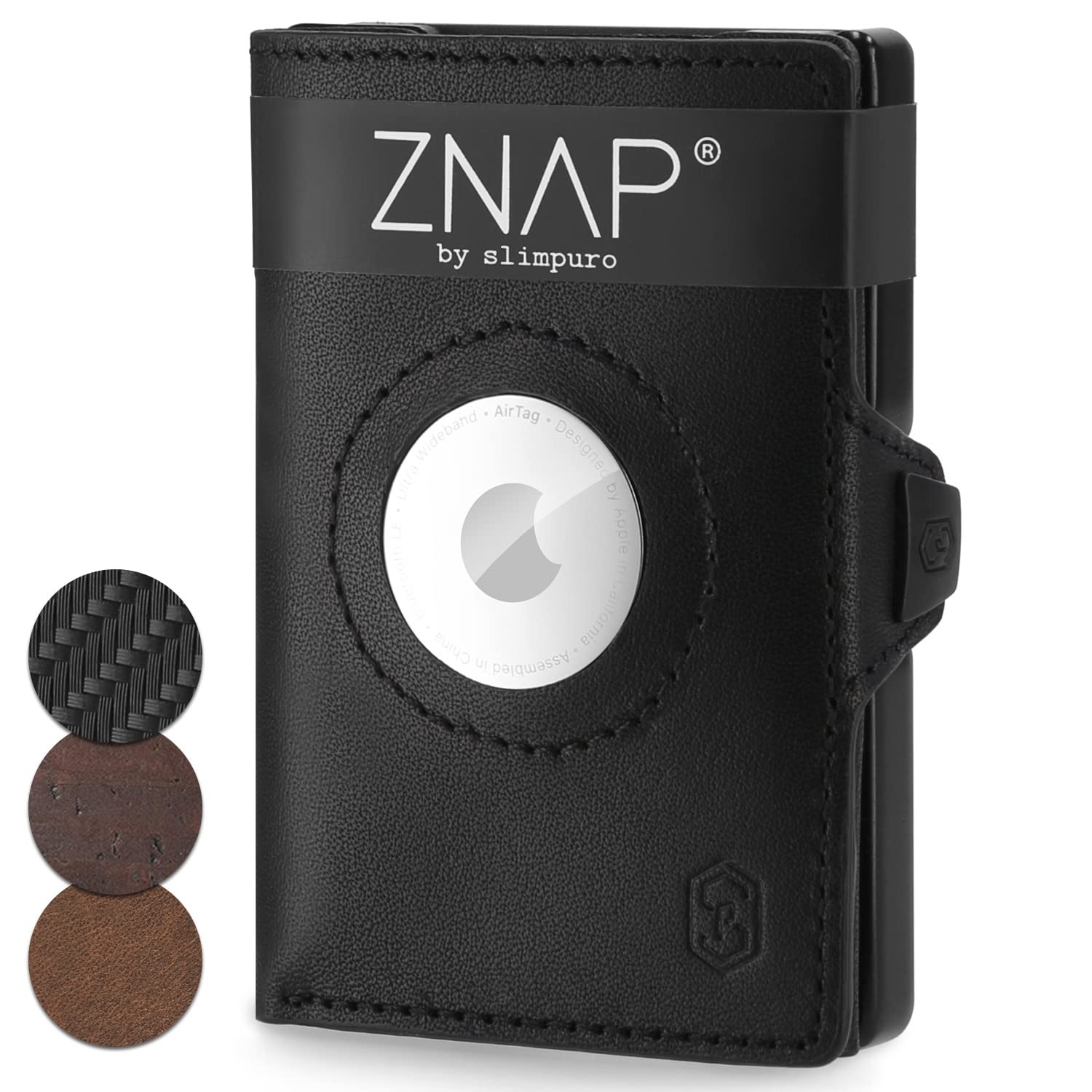 ZNAP Airtag Wallet aus Premium Leder | Kreditkartenetui Herren | Geldbörse Herren | RFID-Blockierung & Slim Wallet