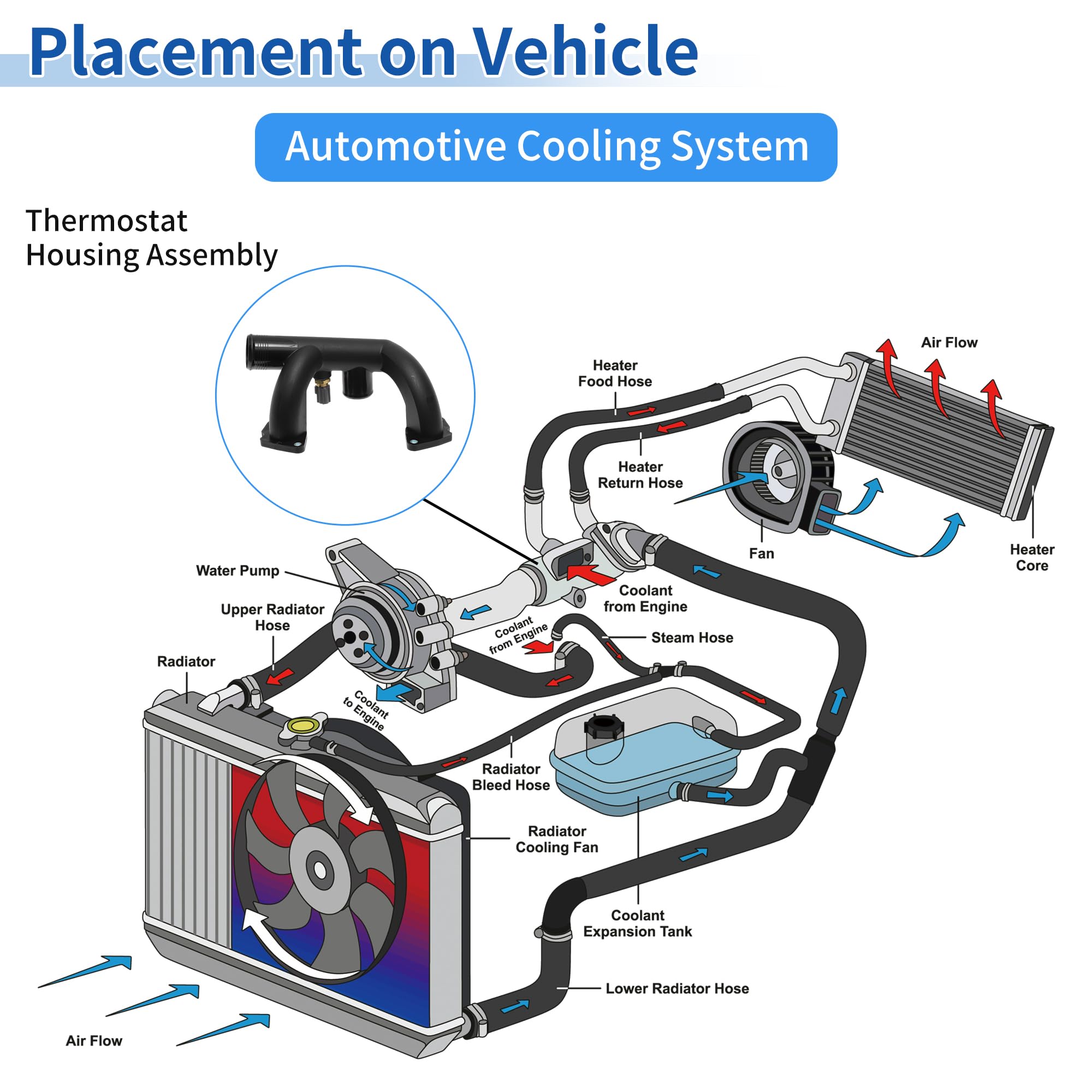 Carcasa De Termostato De Refrigerante Del Motor De Plástico Para Jaguar XK8 1997-2002 Reemplaza No.96JV-8A504-BD/96JV8A504BD/AJ85885/LNA1600AA 1 Pc