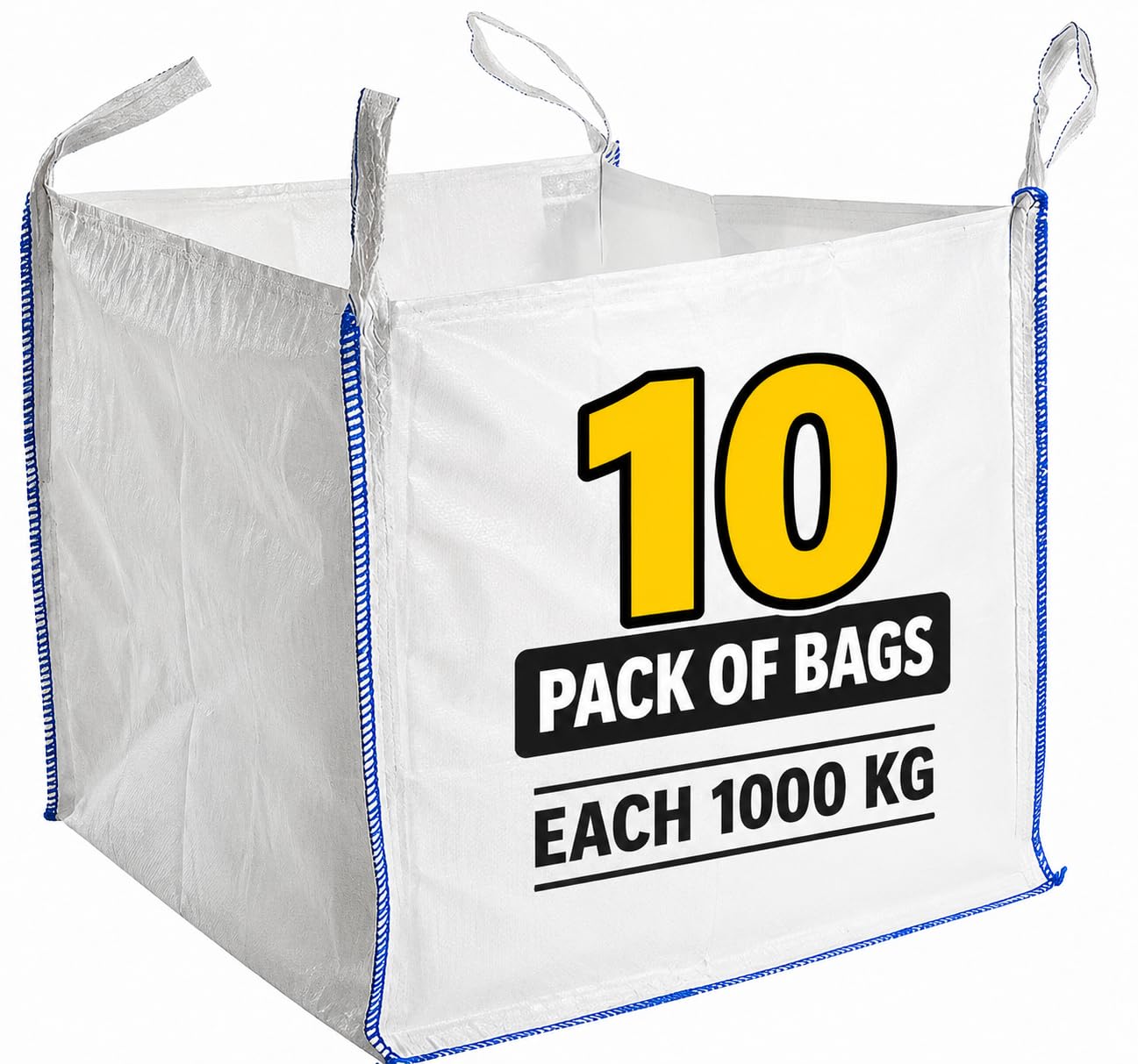 10 x 1 tonne bags Builders 1 Tonne Builders Bags – Heavy Duty Bulk FIBC Bags for Garden Waste Bags — image 1