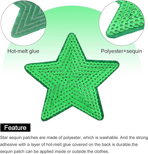 Miniatura 4 de MECCANIXITY Parches para planchar con lentejuelas grandes de 5 estrellas, parches bordados para coser y coser para reparación de ropa, mochila y