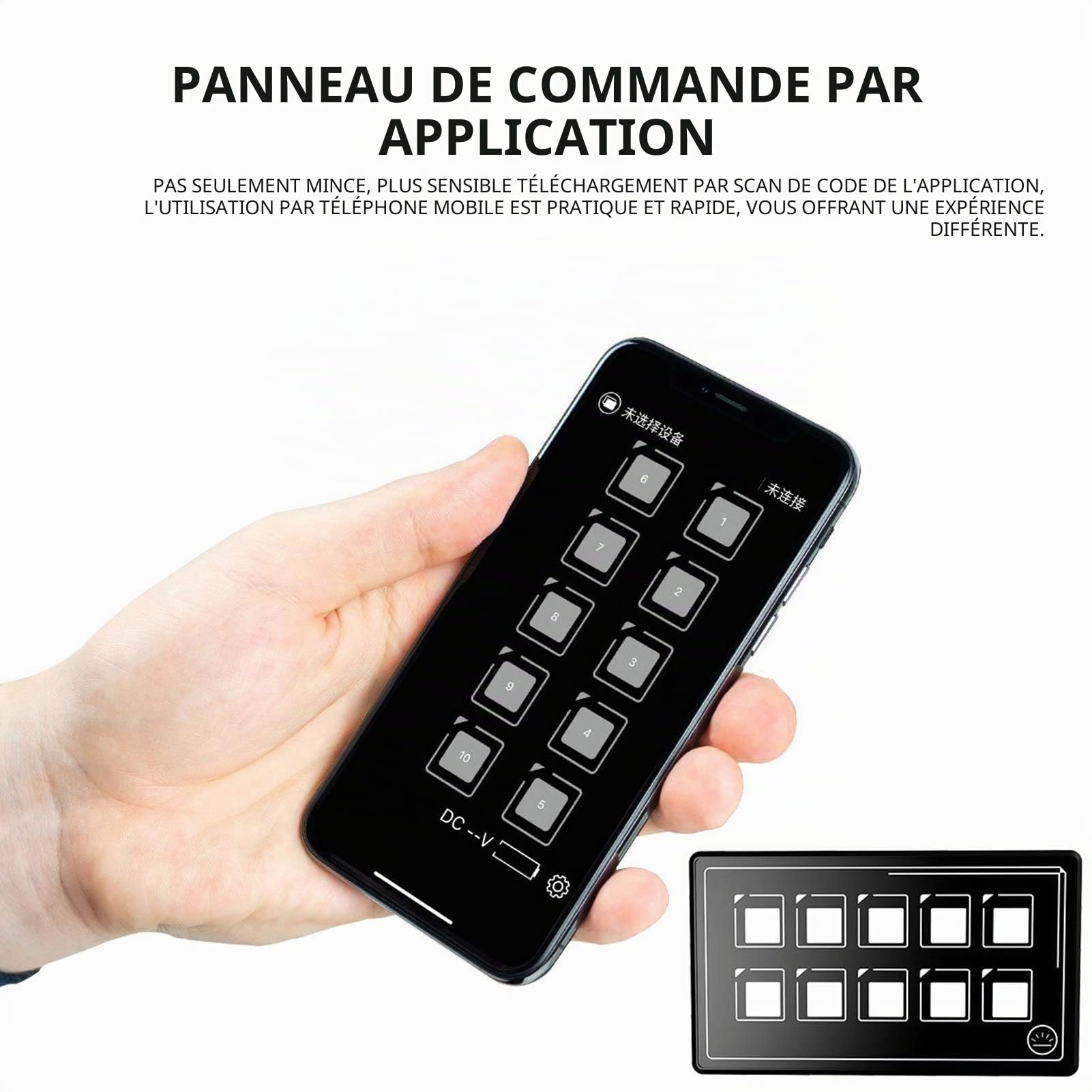 Panneau de Commutateur de Commande, Panneau de Commutateur de Commande à Membrane 10P Contrôle D'application Bluetooth avec Module de Rétroéclairage LED Tactile PPTC Intégré pour Bateau de Camping-car
