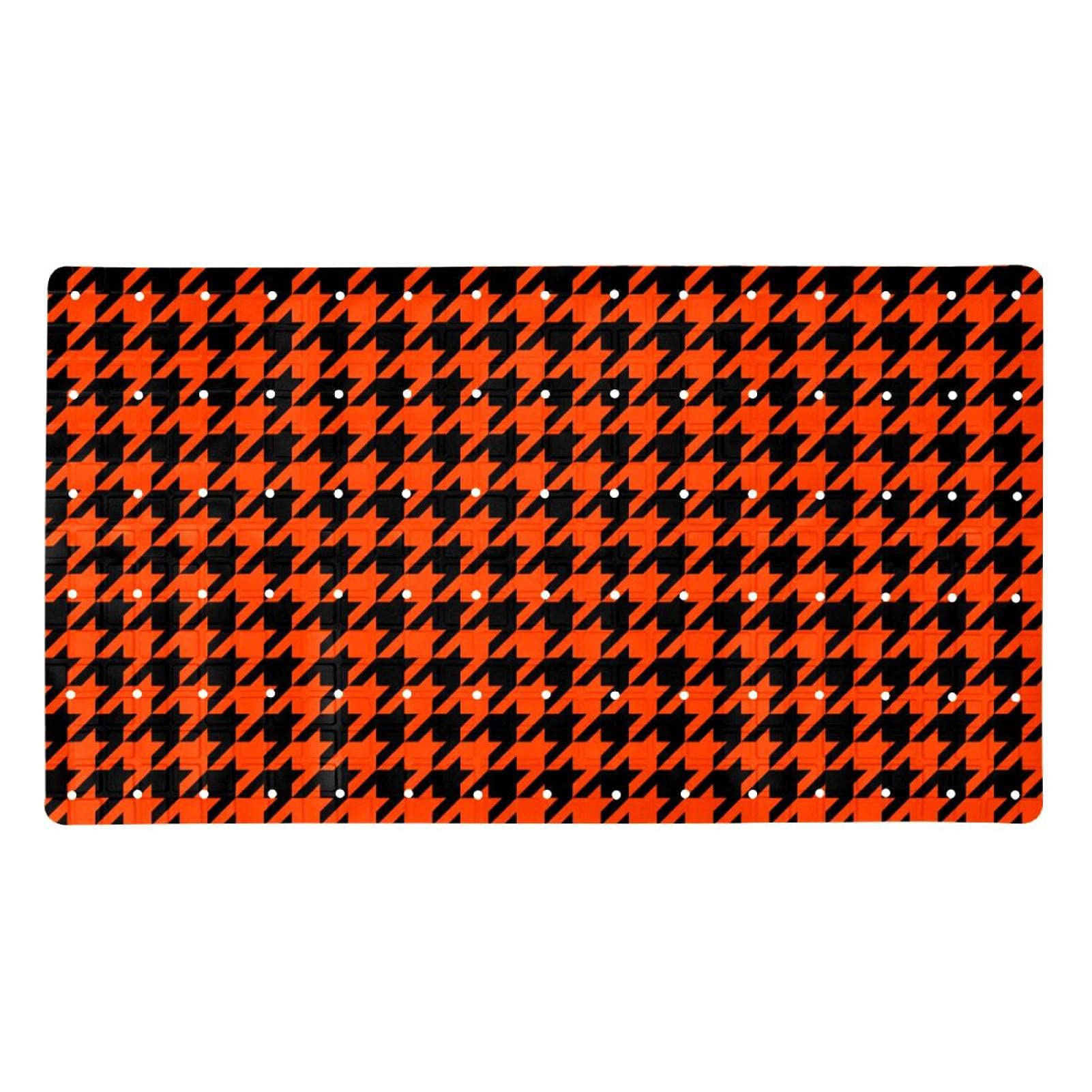 Tapis de baignoire antidérapant orange à motif pied de poule