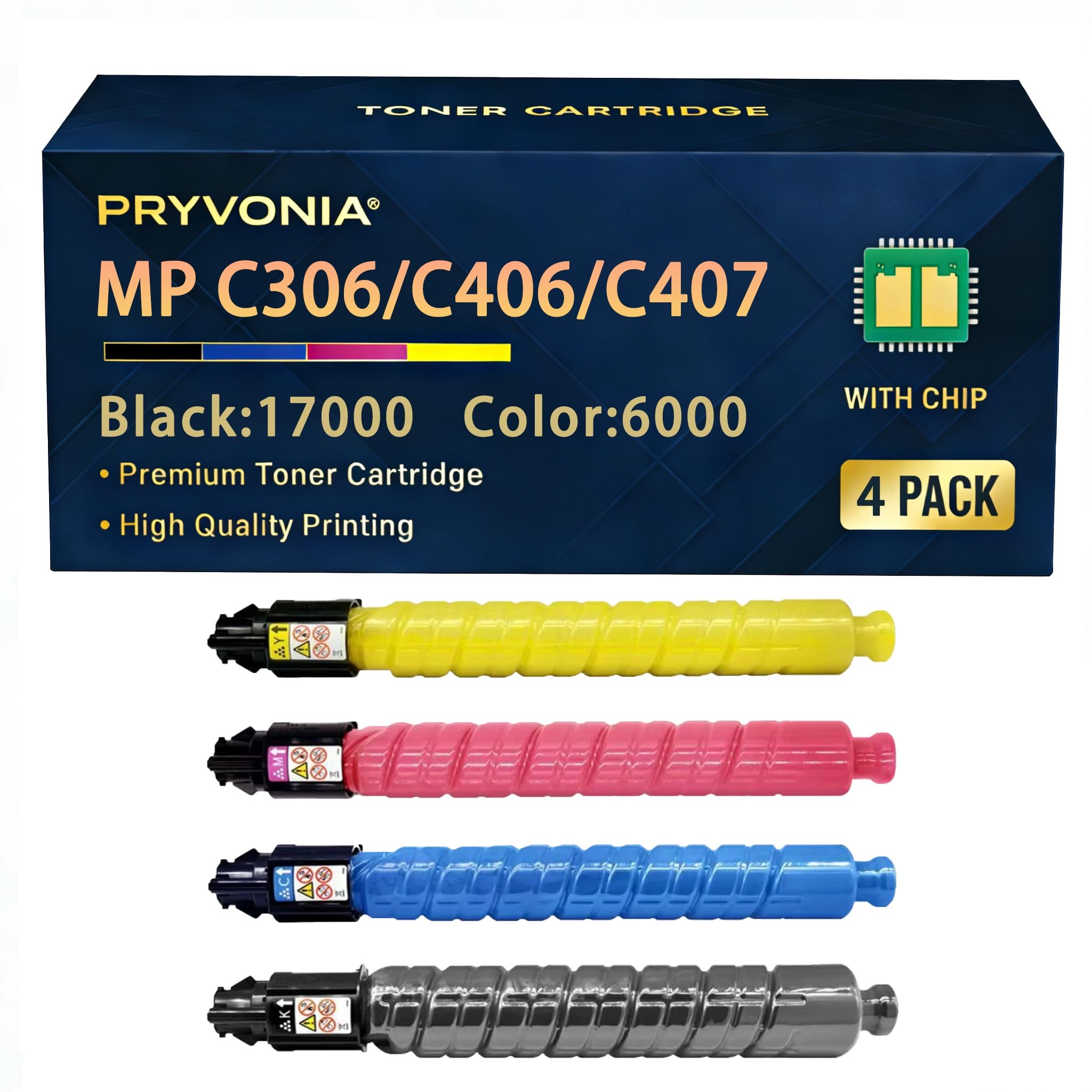 MP C306 MPC306 - Cartucce toner compatibili Multipack per Ricoh MP C306 C306ZSP C306ZSPF C307 C307SP C307SPF C406 C406ZSPF C407 di ricambio per MP C306 (confezione da 4 nero/ciano/magenta
