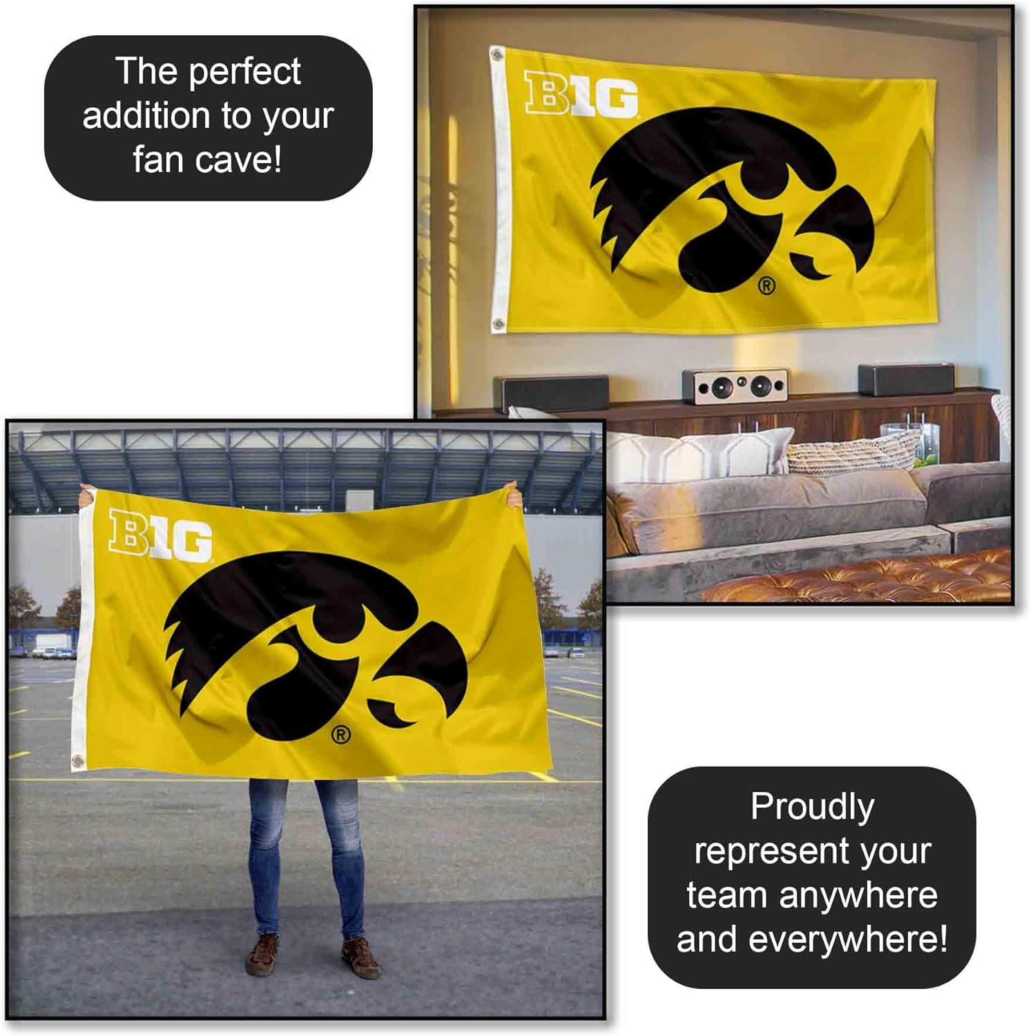 Hawkeyes Big 10 3x5 Flag - Image 5