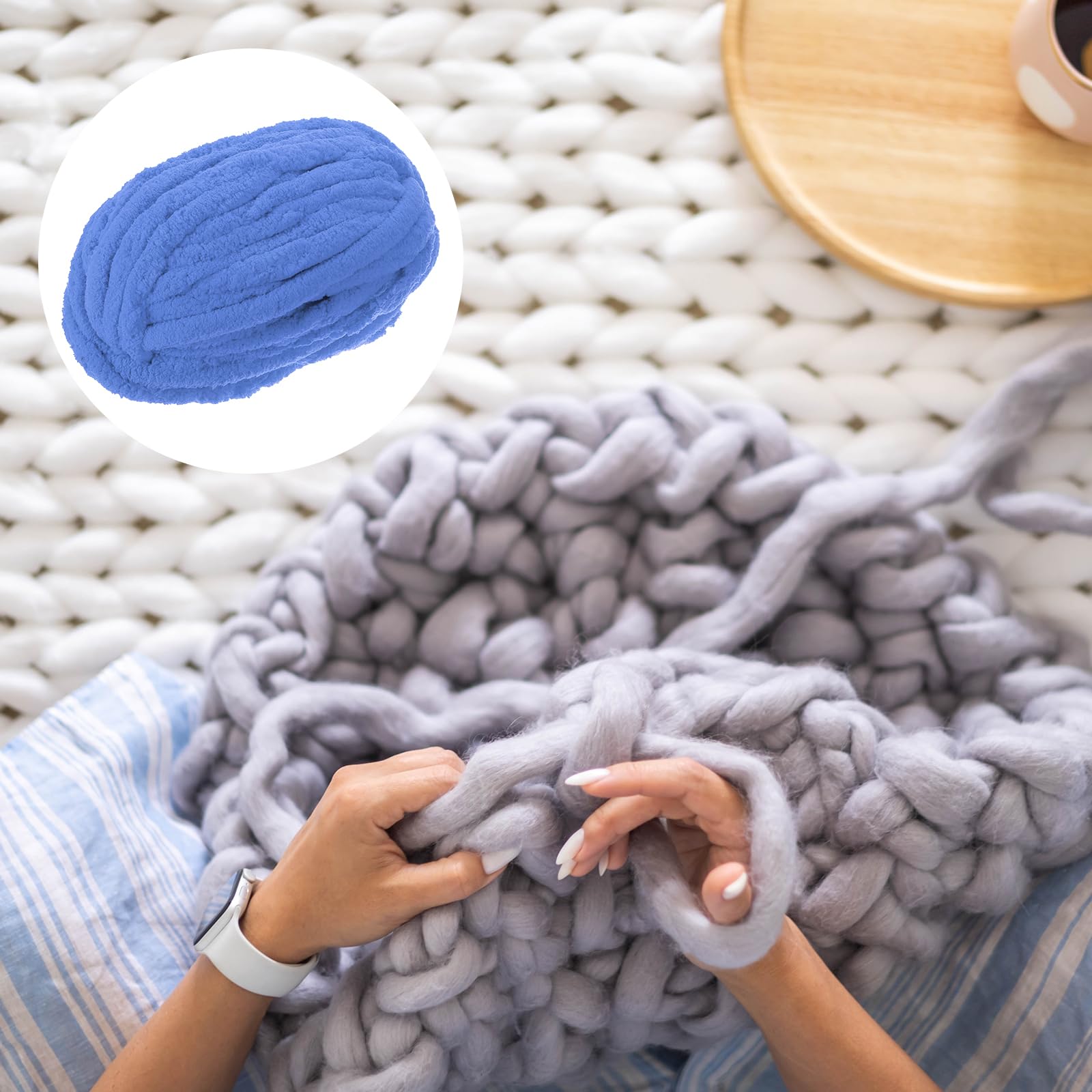METALLIXITY Chenille Chunky Yarn(27m/29.53yard), Polyester Bulky Large Soft Fluffy Yarn - Image 3