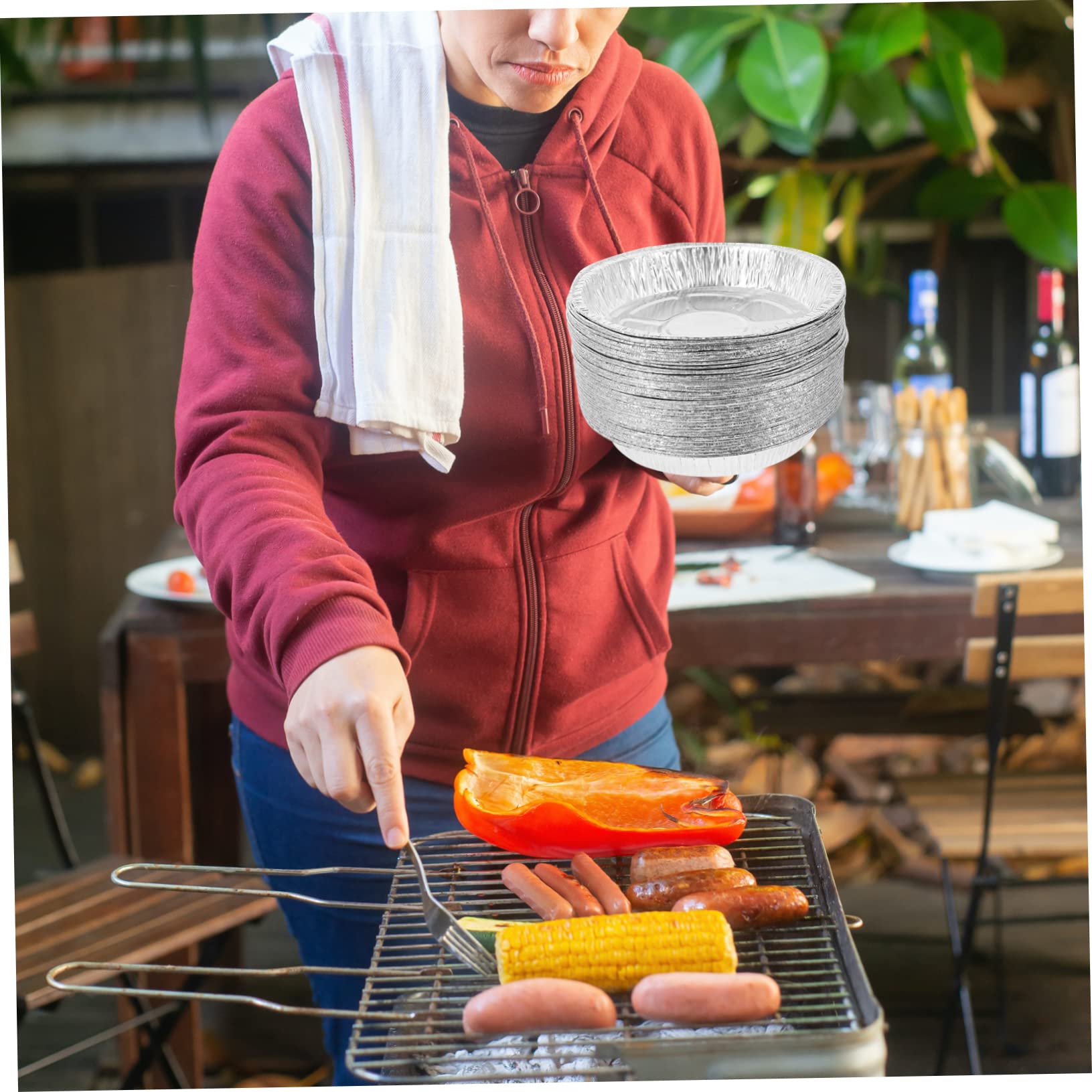 Einweg Backform aus Aluminiumfolie für Kochen und Bbq Große Kapazität Multifunktional Aluminiumfolien Backformen 40 Stück 500ml Geeignet
