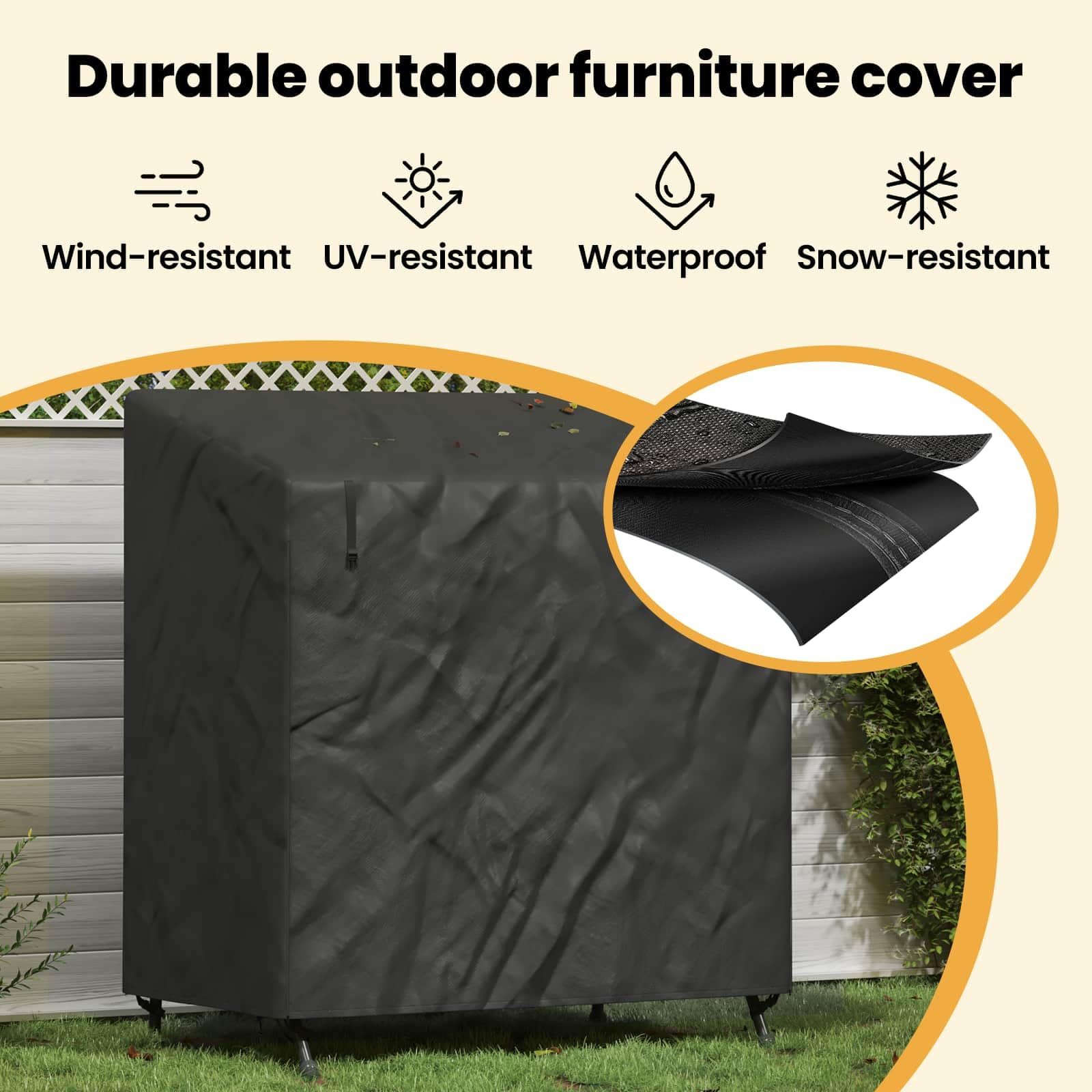 vidaXL Hollywoodschaukel-Abdeckung Schwarz 175 x 125 x 180 cm, Garten und Terrasse, robuster UV-schutz, wasserdichte Abdeckung, Outdoor-Schaukel-Schutz, umweltfreundlicher Möbel-Schutz