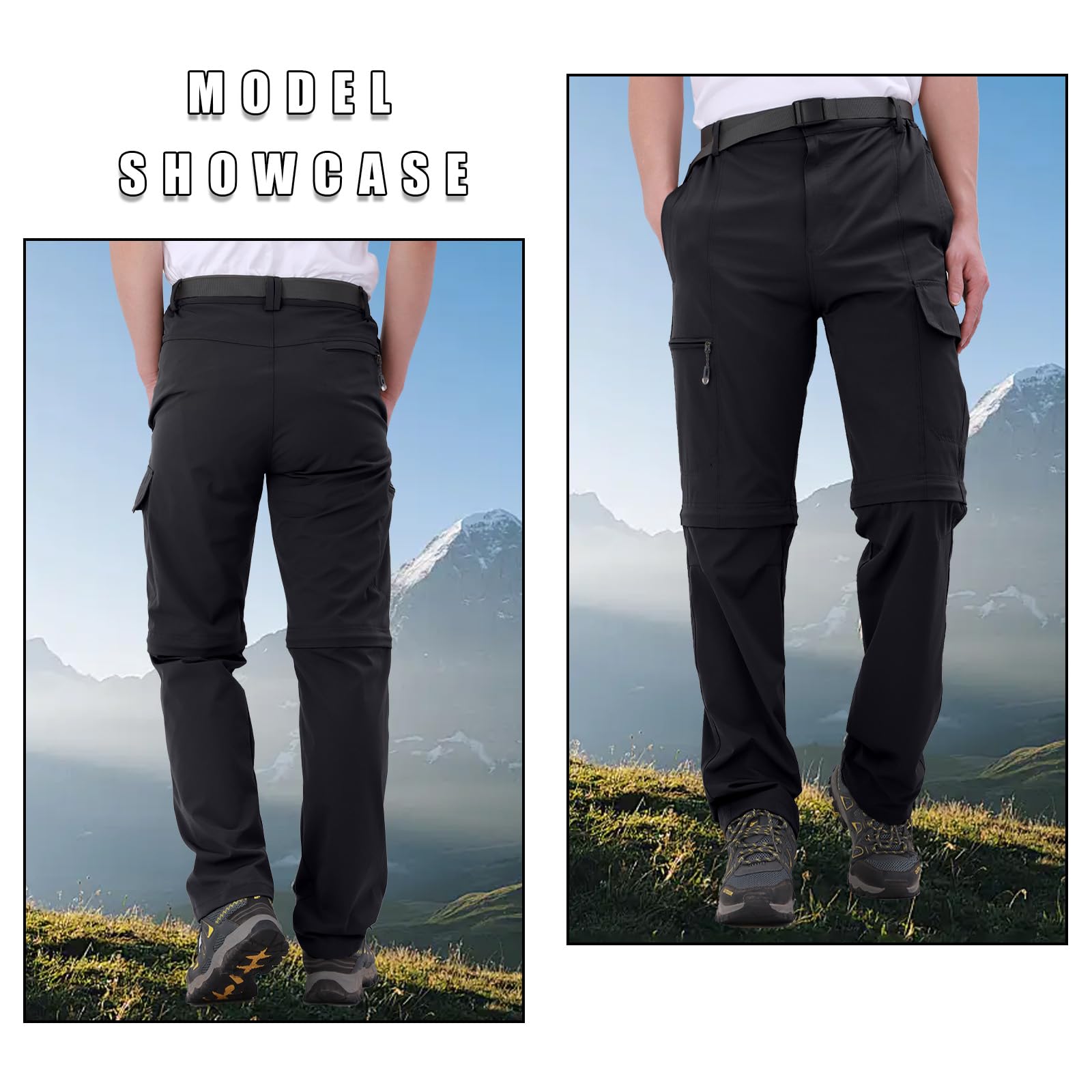 Pantalon d'extérieur pour Hommes, Pantalon de randonnée Amovible, Pantalon de Travail avec Ceinture, Respirant, à séchage Rapide, imperméable, pour Le Printemps et l'été