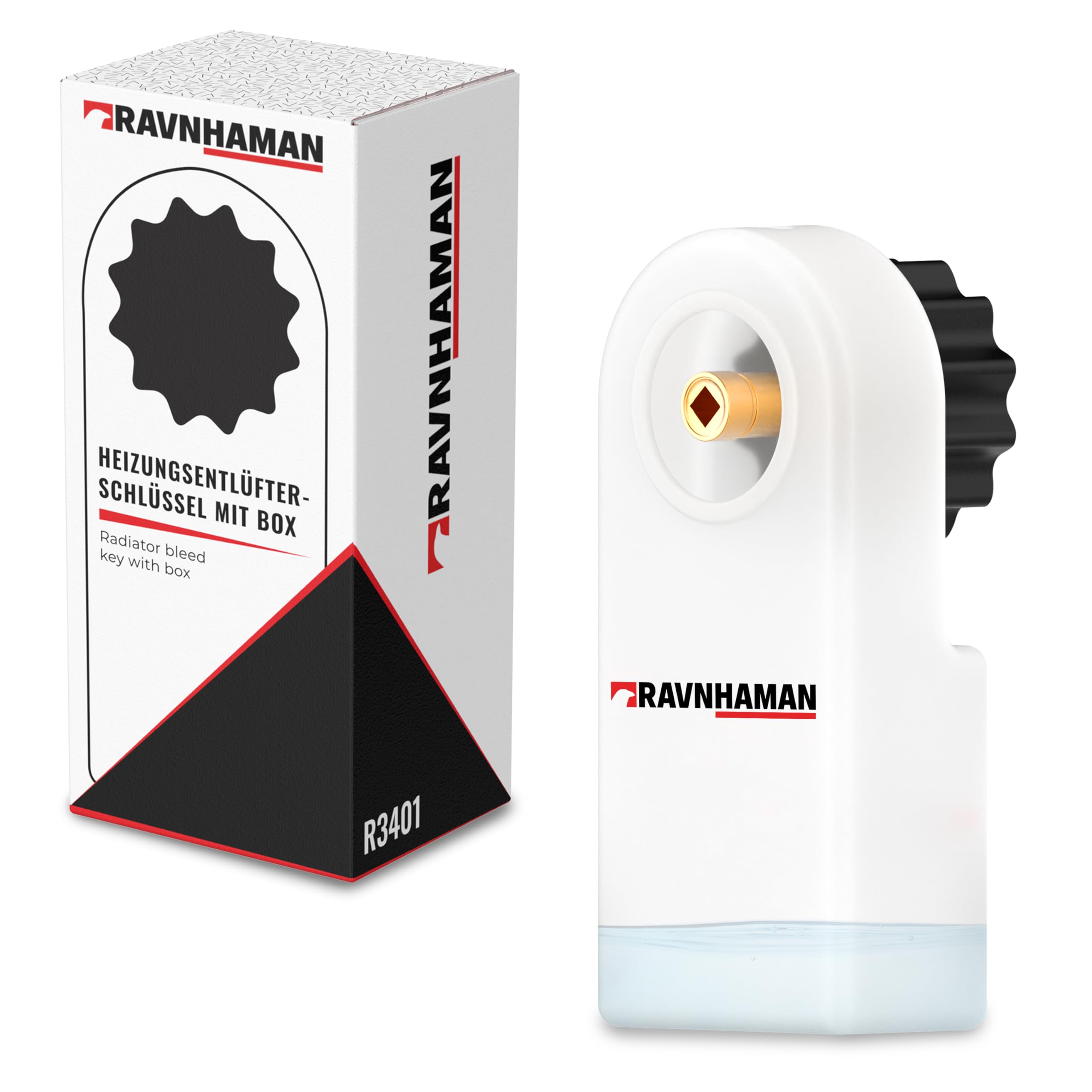 RAVN HAMAN Heizungsentlüfter mit praktischem Auffangbehälter - Entlüftungsschlüssel 5 mm Vierkant - Heizungsschlüssel für alle gängigen Heizkörper - Heizungen leicht entlüften
