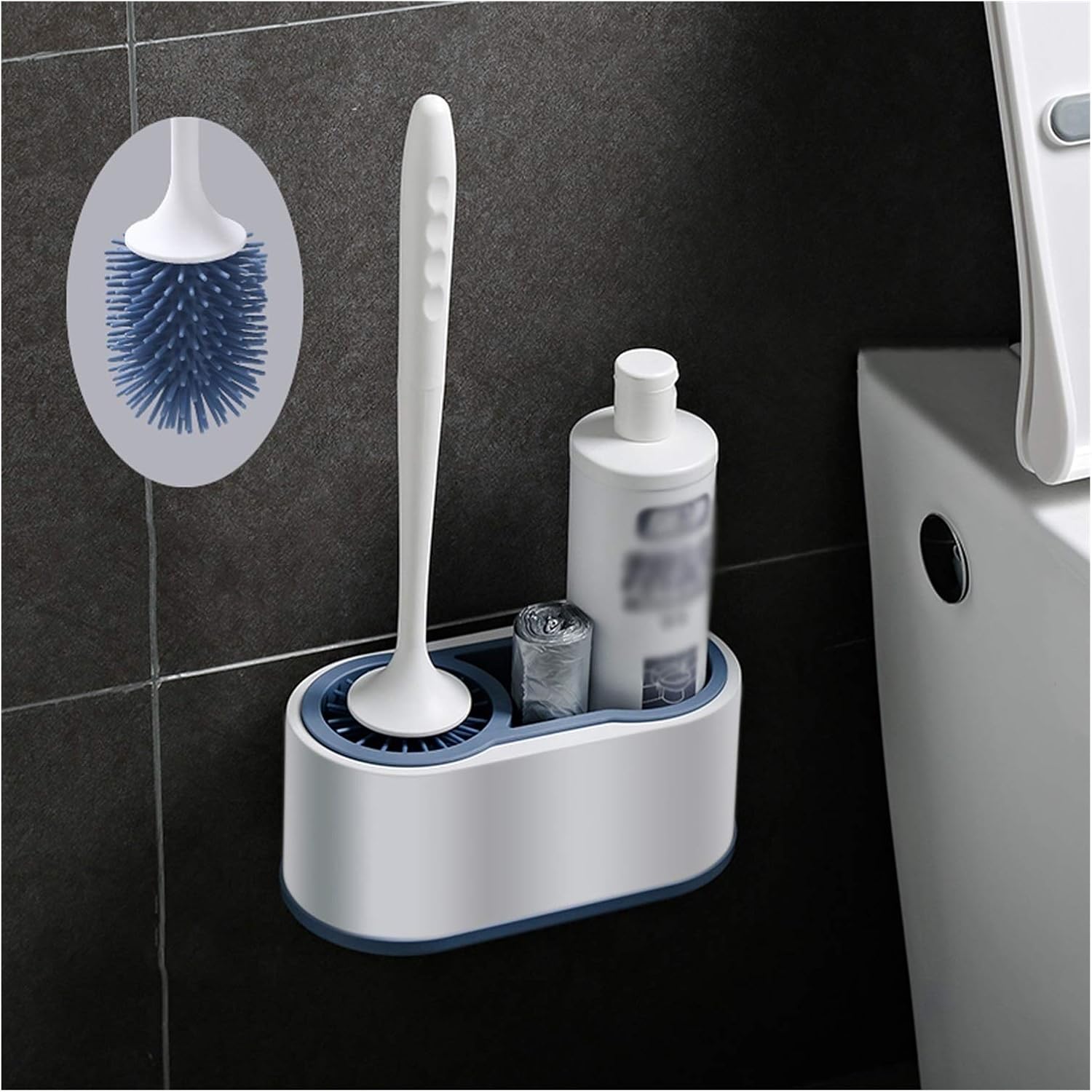 Amazon｜トイレブラシとホルダー トイレボウルブラシ壁セット家庭用バスルーム壁全てのオールラウンドクリーニングシリコーントイレブラシラック