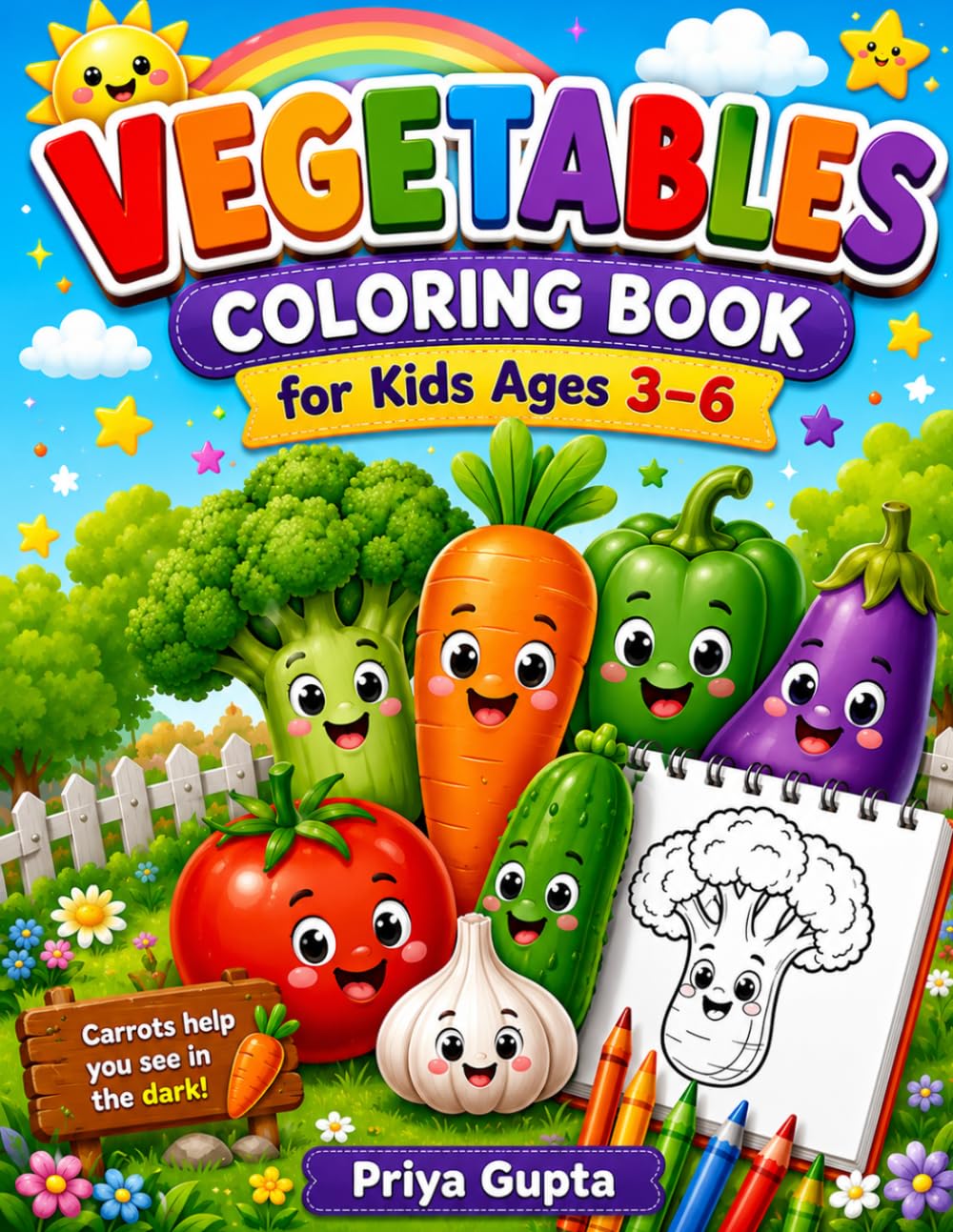 Vegetables Coloring Book for Kids Ages 3-6: Fun and Easy Vegetable Coloring Pages for Toddlers and Preschoolers Featuring Carrots, Tomatoes, Pumpkins, Corn, and More