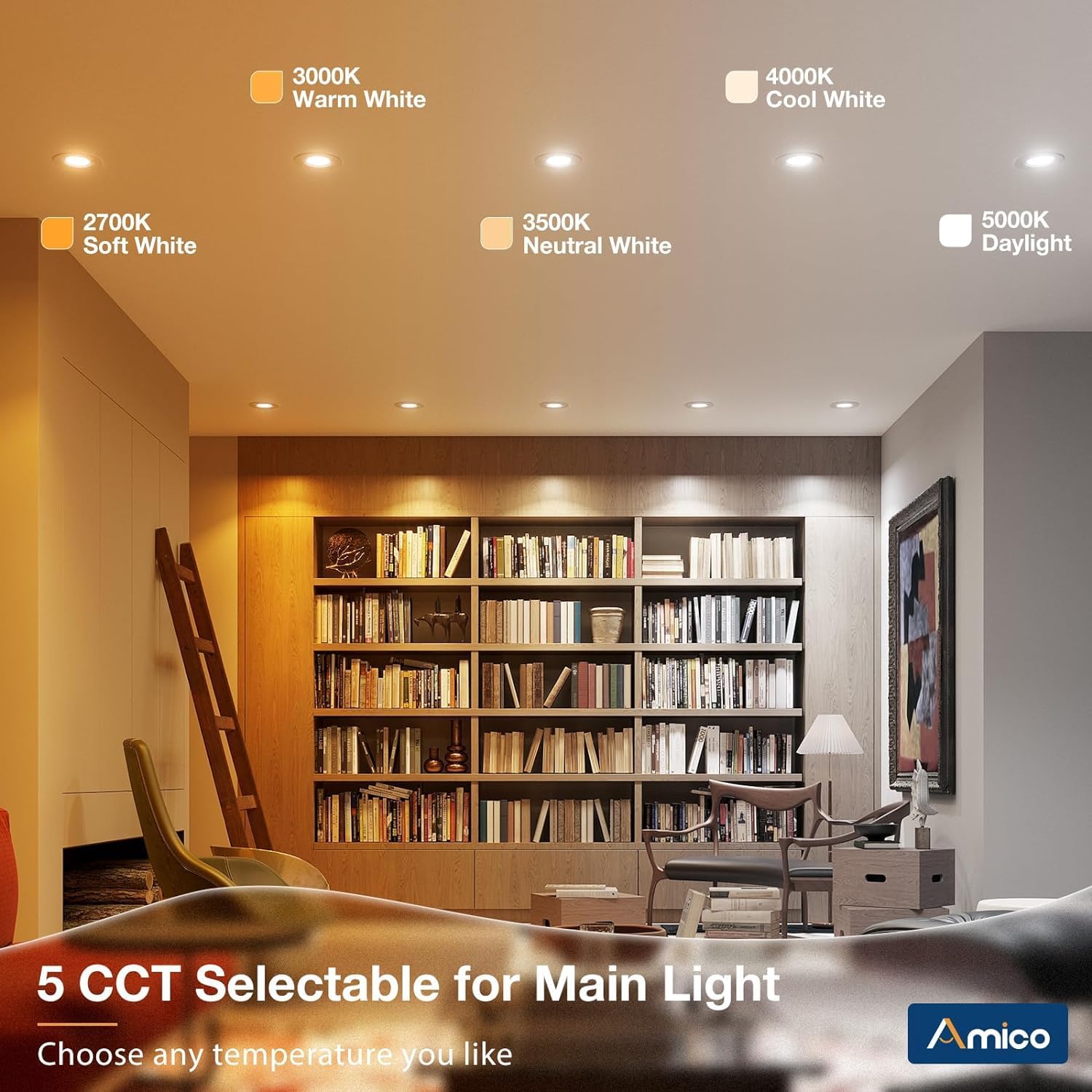 Amico 24 Pack 6 inch 5CCT LED Recessed Lighting with Night Light image 5