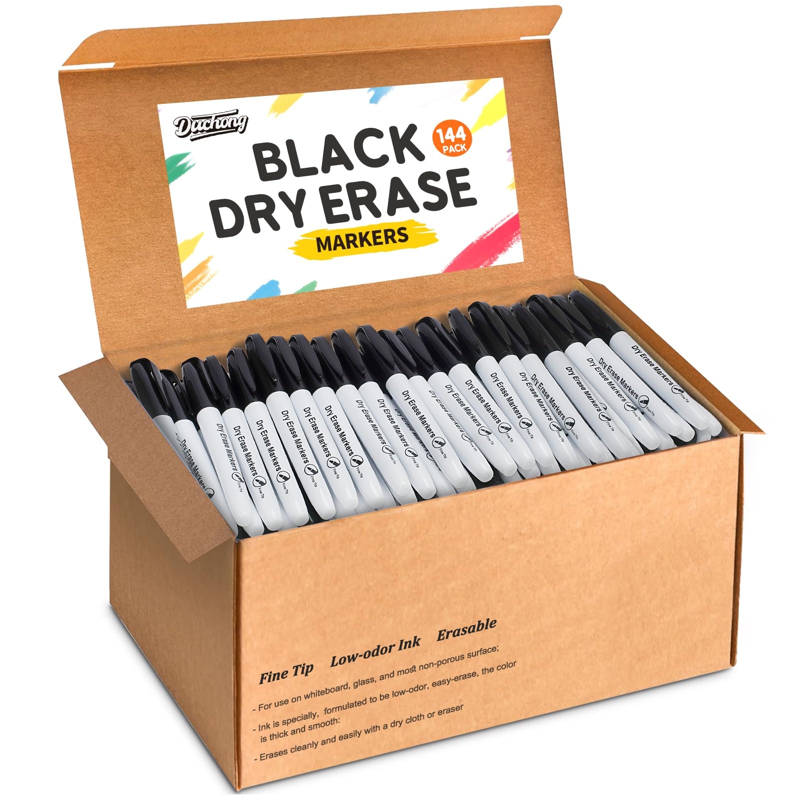 Duchong 144 Count Dry Erase Markers Bulk Fine Tip Whiteboard Markers for Kids Teachers Dry Erase Pens Bulk