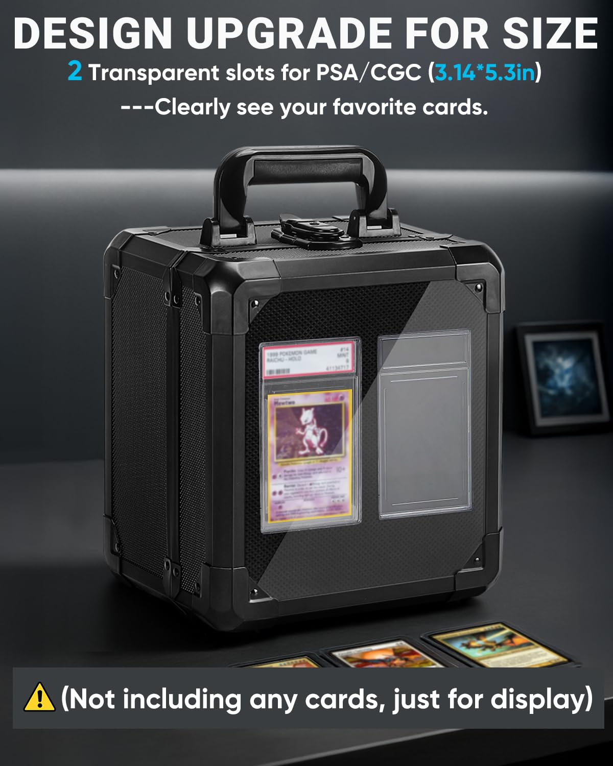 ONUEMP Graded Card Storage Box, Top Loaders Storage Case with Keys, Sports Card Box Black Cases for Trading Cards & Sports Cards - Image 2