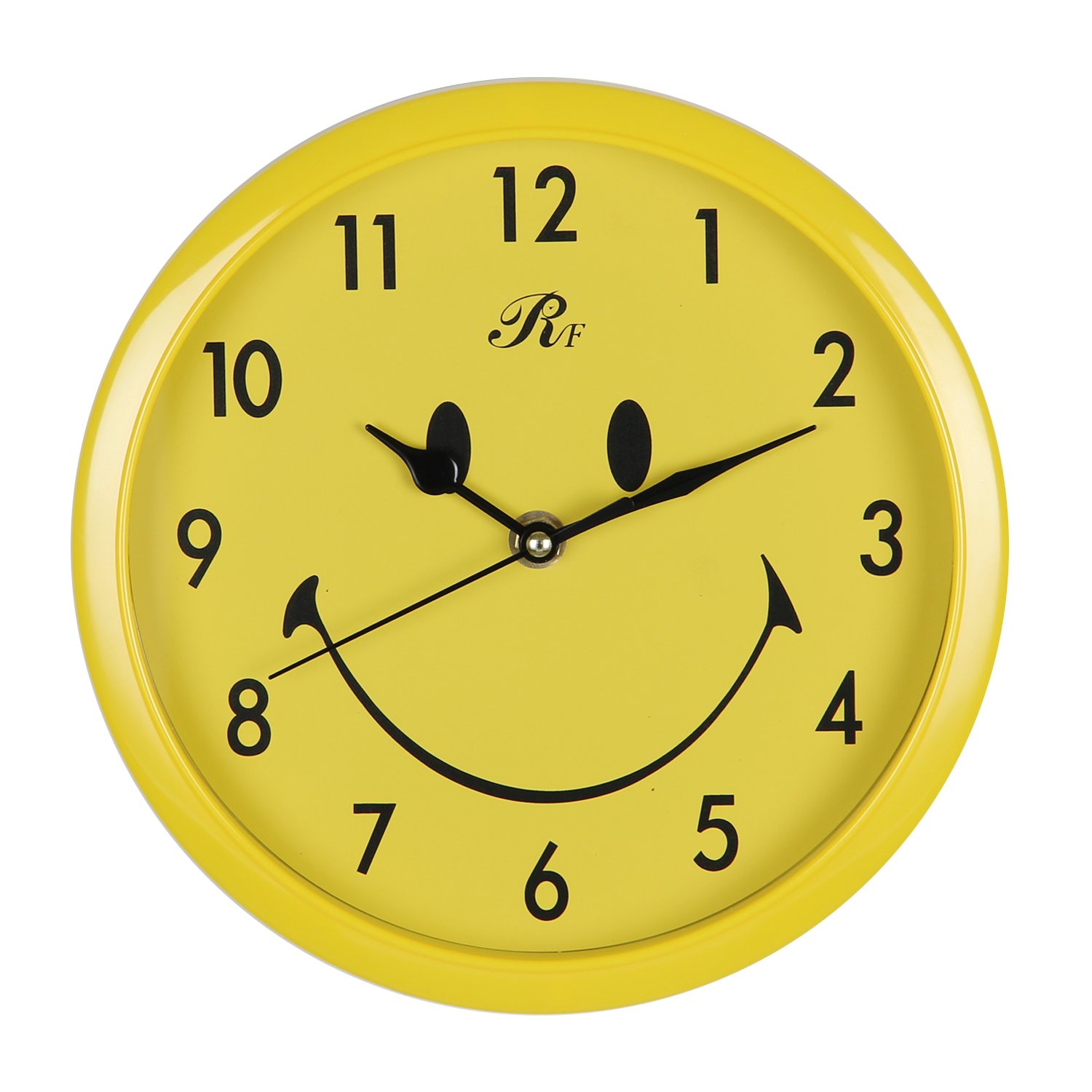 Indoor Quiet 8-Inch Precedent Decorative Wall Clock with Arabic Numerals (Yellow)