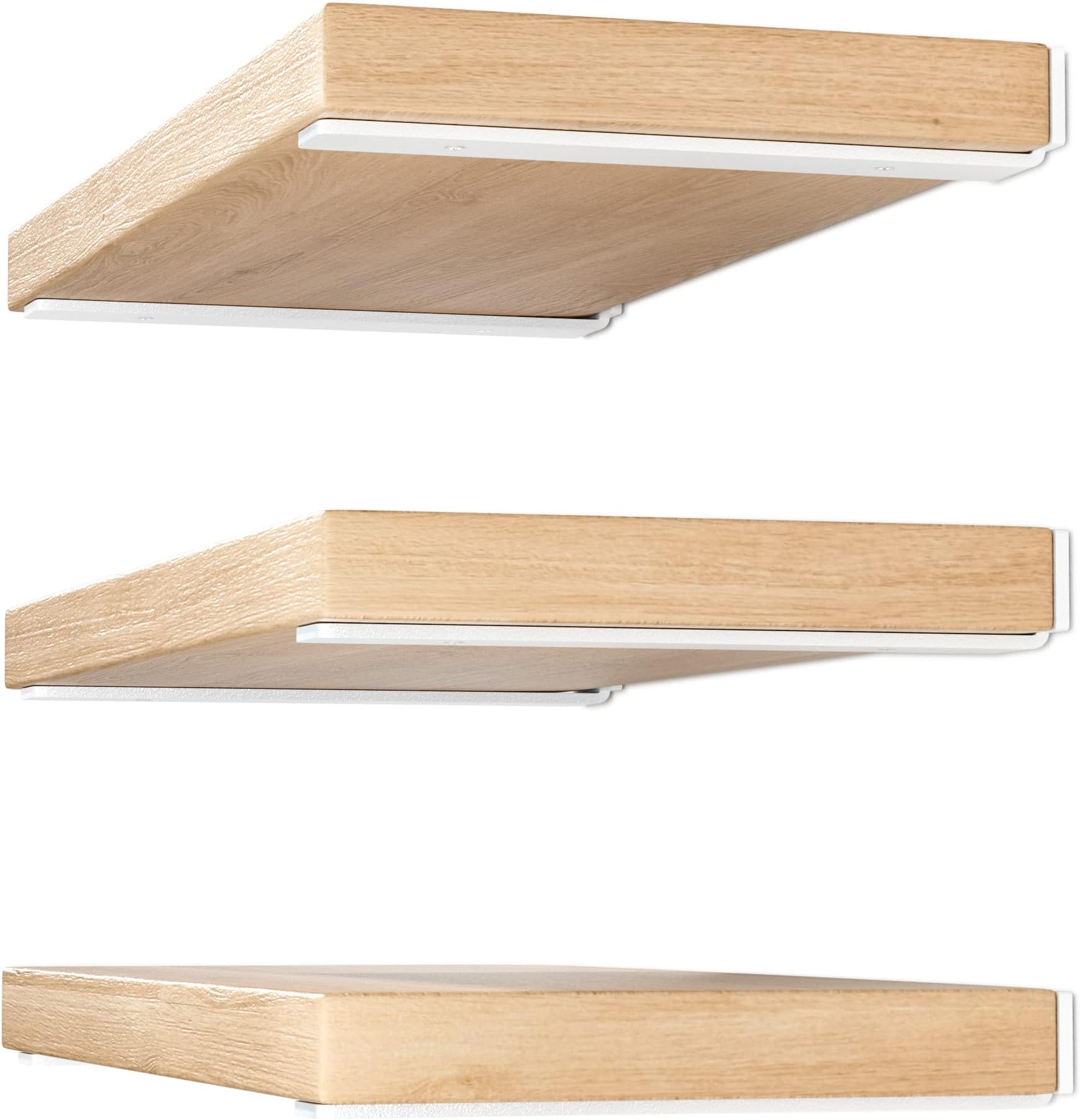6 Pack Floating Shelf Bracket 12 Inch, Heavy Duty Hidden L Brackets, DIY Rustic Industrial Shelf Brackets with Modern Iron Finish(White)