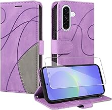 Cover for Samsung Galaxy A36 5G, PU Leather Wallet Booklet Flip Protective Case with 1 Piece Tempered Glass Screen Protector for Samsung Galaxy A36 5G - Purple