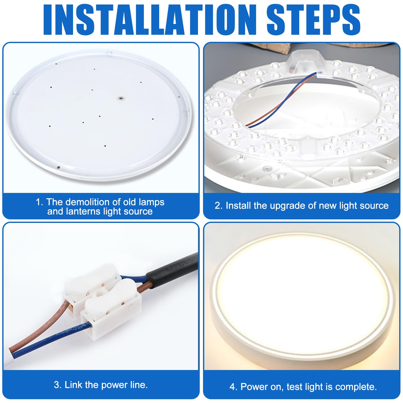 Kit di conversione LED da 36 W con modulo ad anello Lampada ad anello Ø23 cm bianca Scheda di conversione 6500K per plafoniere da 2 moduli da soffitto