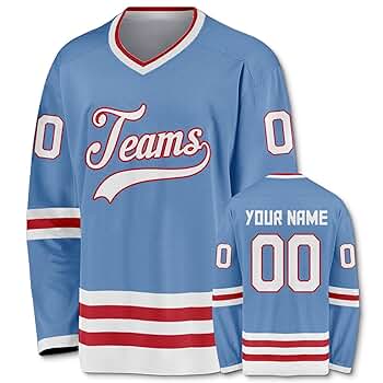 Amazon.com: Custom Classic Color Light Blue Hockey Jersey