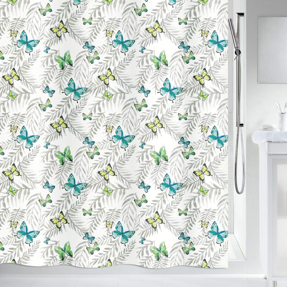 Spirella Rideau de Douche Polyester Papillons 180x180cm Vert