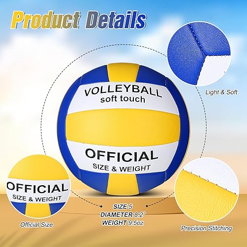 Miniatura 9 de Lenwen Paquete de 2 pelotas de voleibol de tamaño oficial 5 para interiores y exteriores, impermeable, suave, voleibol, playa, arena, voleibol con