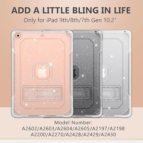 Miniatura 2 de ZoneFoker for iPad 9th Generation Case, for iPad 8th7th Generation 10.2 inch Case 202120202019,Clear Glitter Slim Shockproof Hard iPad 9 8 7 Gen