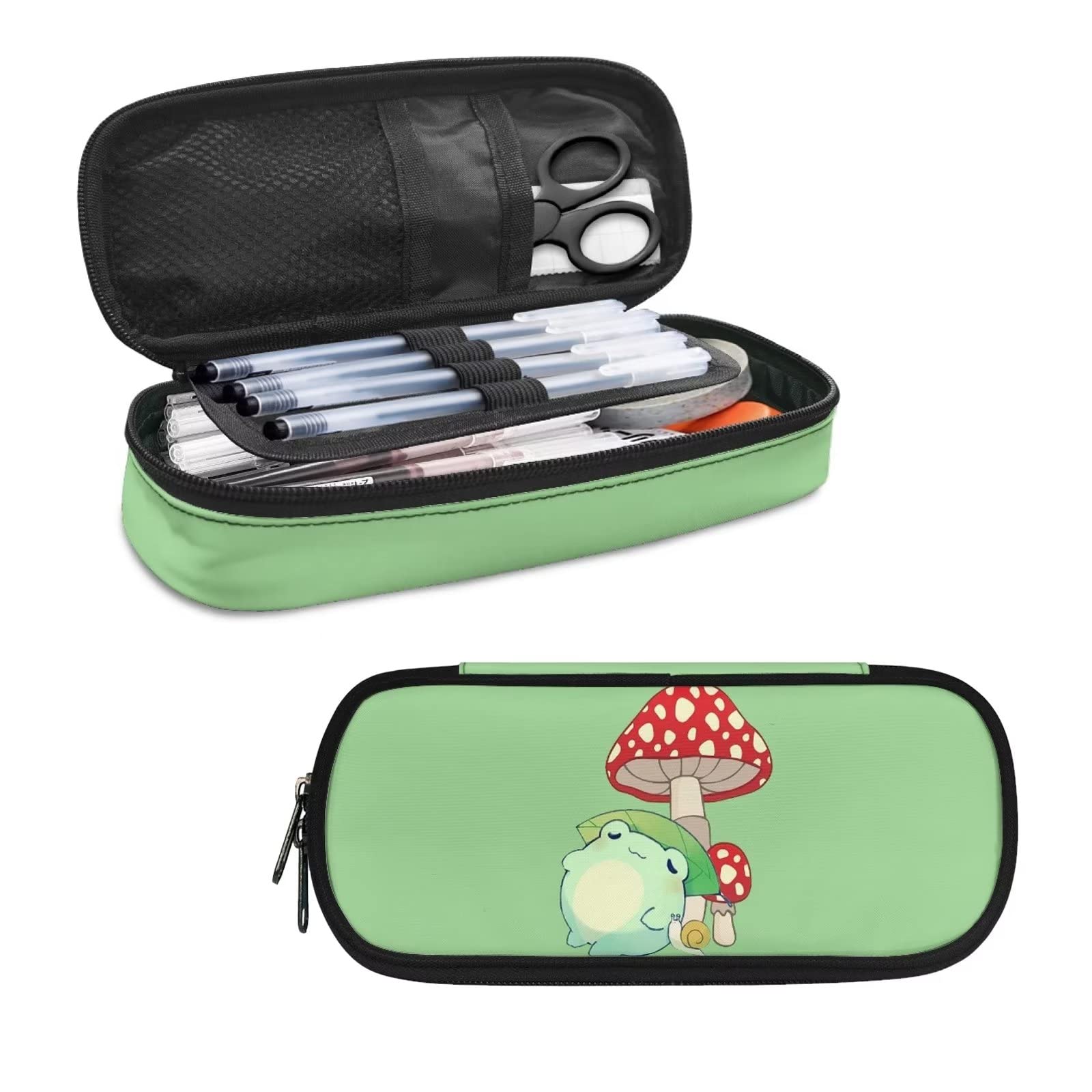 HELLHERO Mushroom Frog Pencil Case for Teen Girls Kids Pen Bag Sturdy Pencil Holder Multifunction Pen Box Storage Pouch Aesthetic School Supplies Gifts