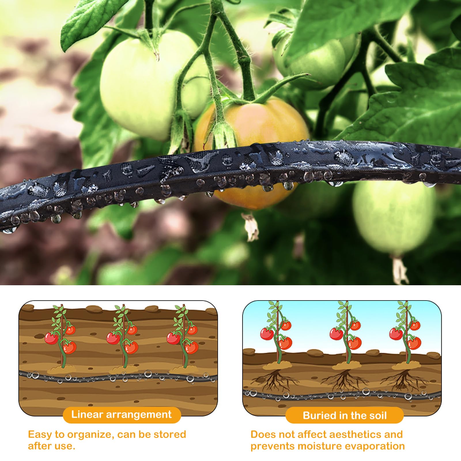 Manguera plana de remojo de 50 pies x 2, diseño de doble capa resistente, ahorra un 80% de agua para riego por goteo de césped de jardín y macizo de flores (100 pies)