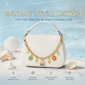 BDHRKTE Bag Charms for Handbags Purse Charm Gold 12.6inch Cute Purse Accessories for Women Gold Purse Chain Bag Charm Keychain for Tote Beach Bag Purse Chain Keychain Charms