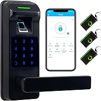 Vista 1 de Harfo Cerradura de Puerta con Huella Dactilar, Cerradura sin Llave de Pantalla Táctil con Teclado de Servicio Pesado con Control Total por APP