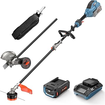 SENIX X6 60V 16 Cordless Weed Wacker & 8 Edger Combo, PHX6-M Multi-Head System Power Head, AET002 Edger & AGT008 String Trimmer Attachment Kit, with Shoulder Strap, 3.0Ah Battey and Charger