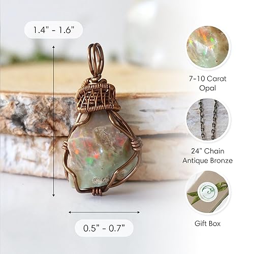 Miniatura 10 de Designs by Nature Gems Handmade Womens Rainbow Moonstone Necklace 24 inch Chain Antique Bronze & White Gold Plated, June Birthstone