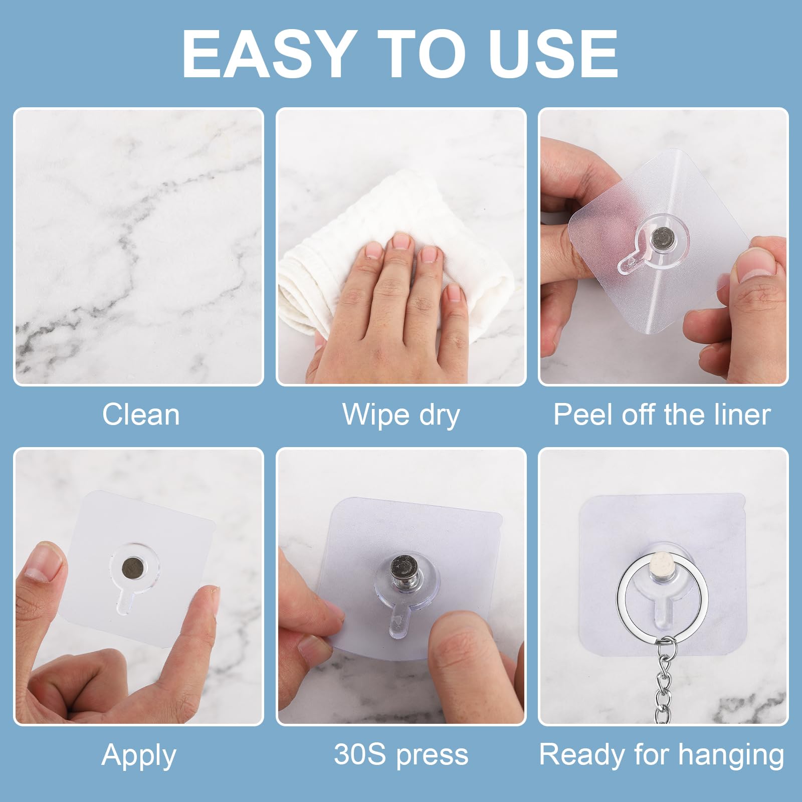 40 ganchos de pared autoadhesivos sin taladro, ganchos para colgar, sin rastro, sin clavos, para montar estante de pared, baño