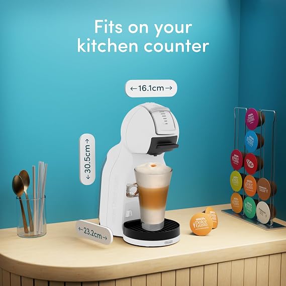 De'Longhi Nescafé Dolce Gusto Mini Me 2 - Coffee Capsule Machine with Compact Design, Automatic Shutdown, Hot and Cold Beverages, Compact Coffee Maker, 15 Bar Pressure, White (EDG335.W)