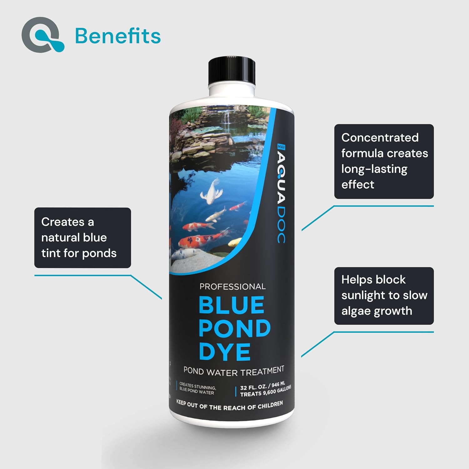 Blue Pond Dye - Get Beautiful, Fish-Friendly Pond Water - AquaDoc Pond Supplies