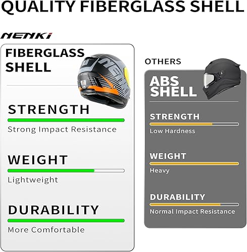 Miniatura 3 de Cascos para adultos, motocicleta, aprobado por DOT, ligero, fibra de vidrio, casco de calle, casco de cara completa, carreras de equitación con