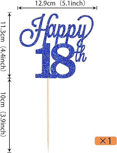 Miniatura 2 de 1 paquete de decoración para pastel de feliz 18 años, purpurina negra número 18, 18 cumpleaños, decoración para tartas de cumpleaños de 18 años,