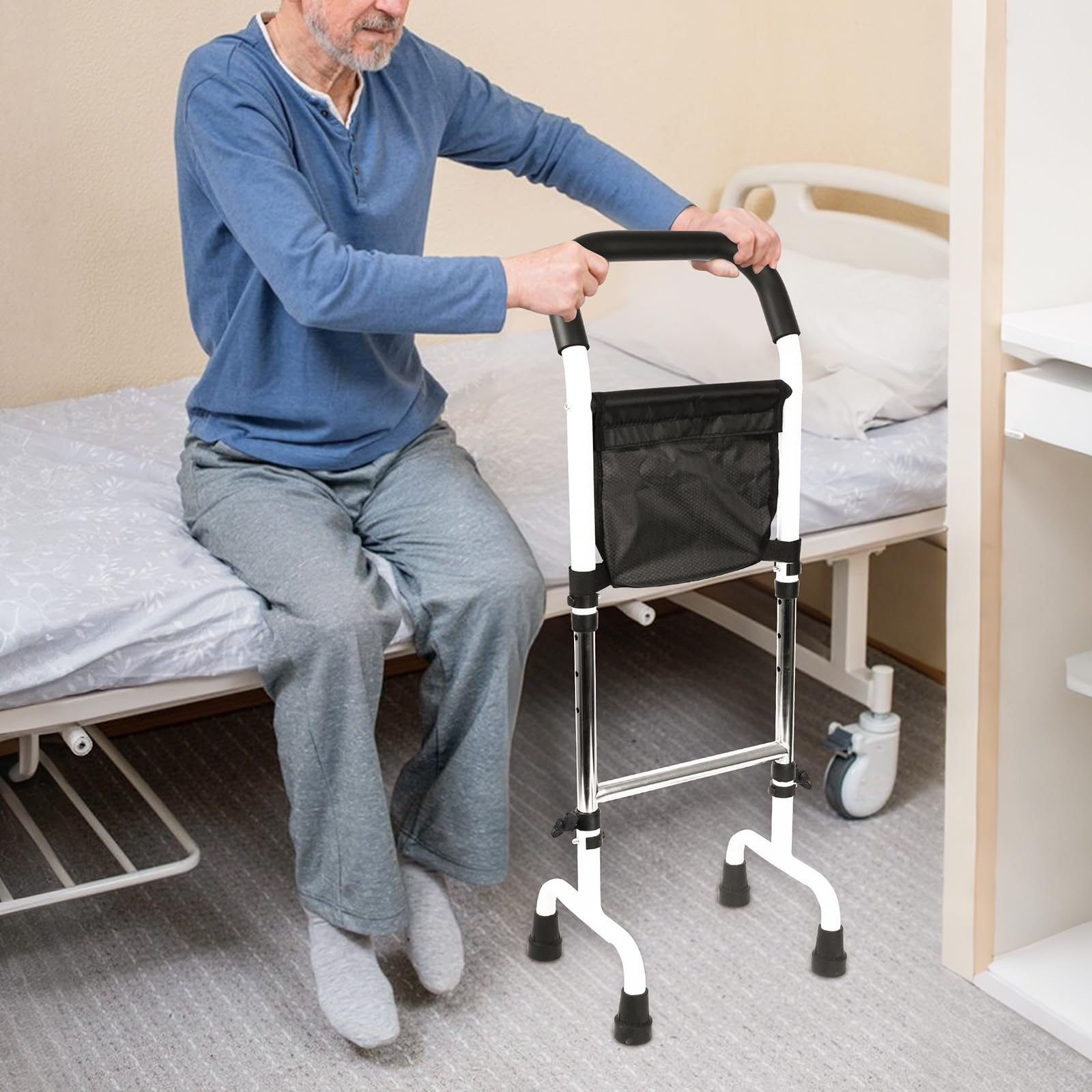 Ayuda para Levantarse para Personas Mayores, Ayuda para Levantarse de la Cama, Ayudante Móvil Ajustable para Levantarse, Clip de Fijación de Base Mejorado, Ayuda de Pie para Cama, WC, Sofá