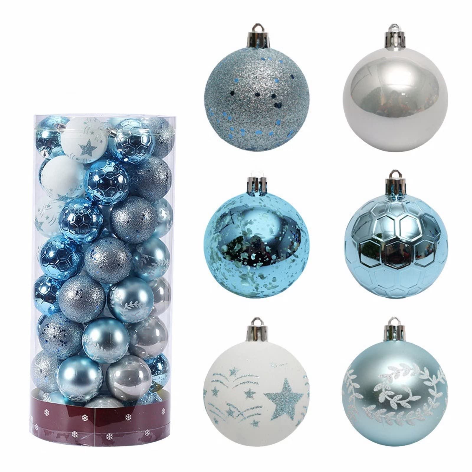 60 mm Weihnachtskugeln, 50 Stück, bruchsichere Weihnachtskugel-Ornamente, Urlaubsdekorationen (blau)