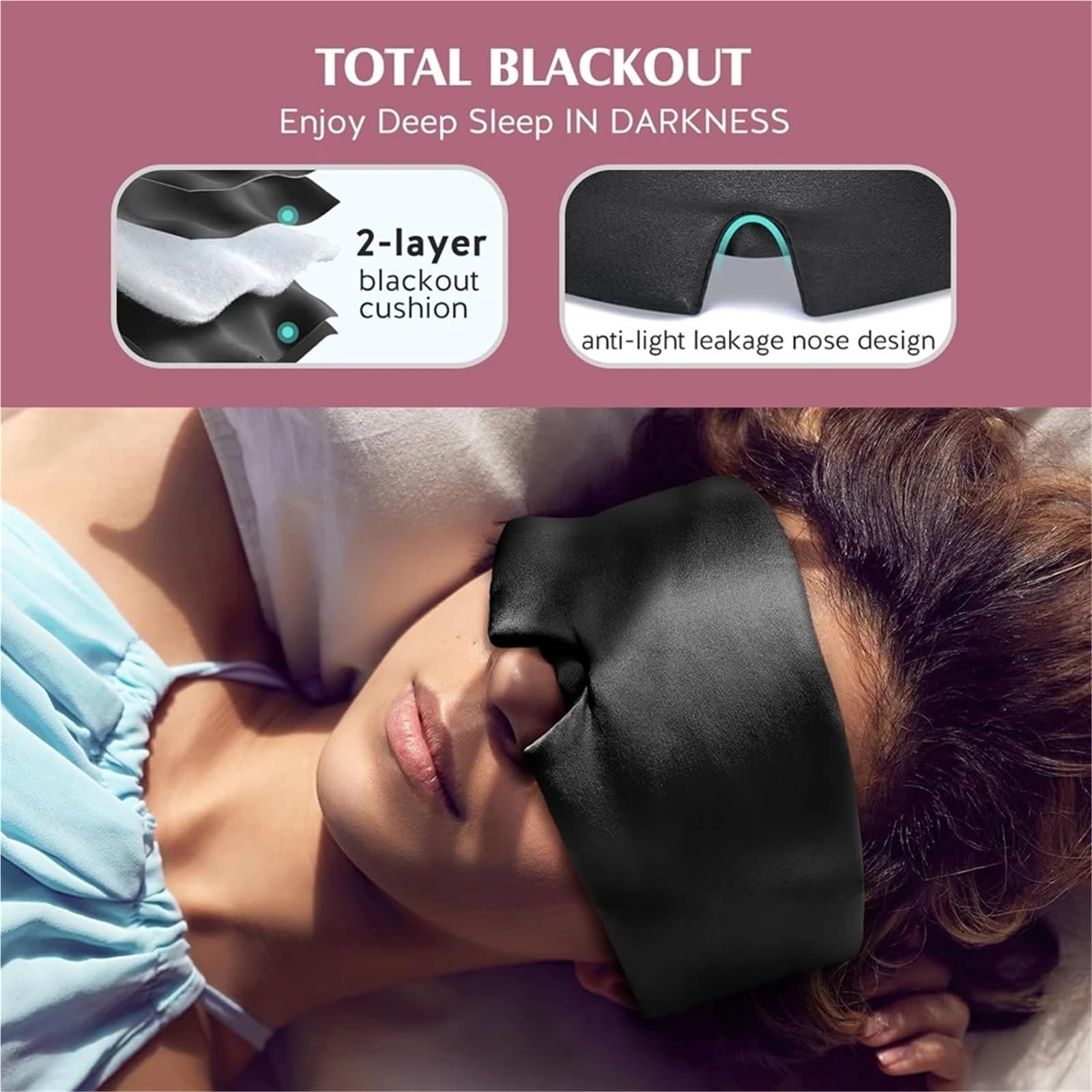 Maschera for Dormire in Seta di gelso, 3 Pezzi, Copertura for Gli Occhi in, Maschera for Oscurante for Chi Dorme Lato, Benda for da Viaggio Morbida e Liscia per Occhi Notte