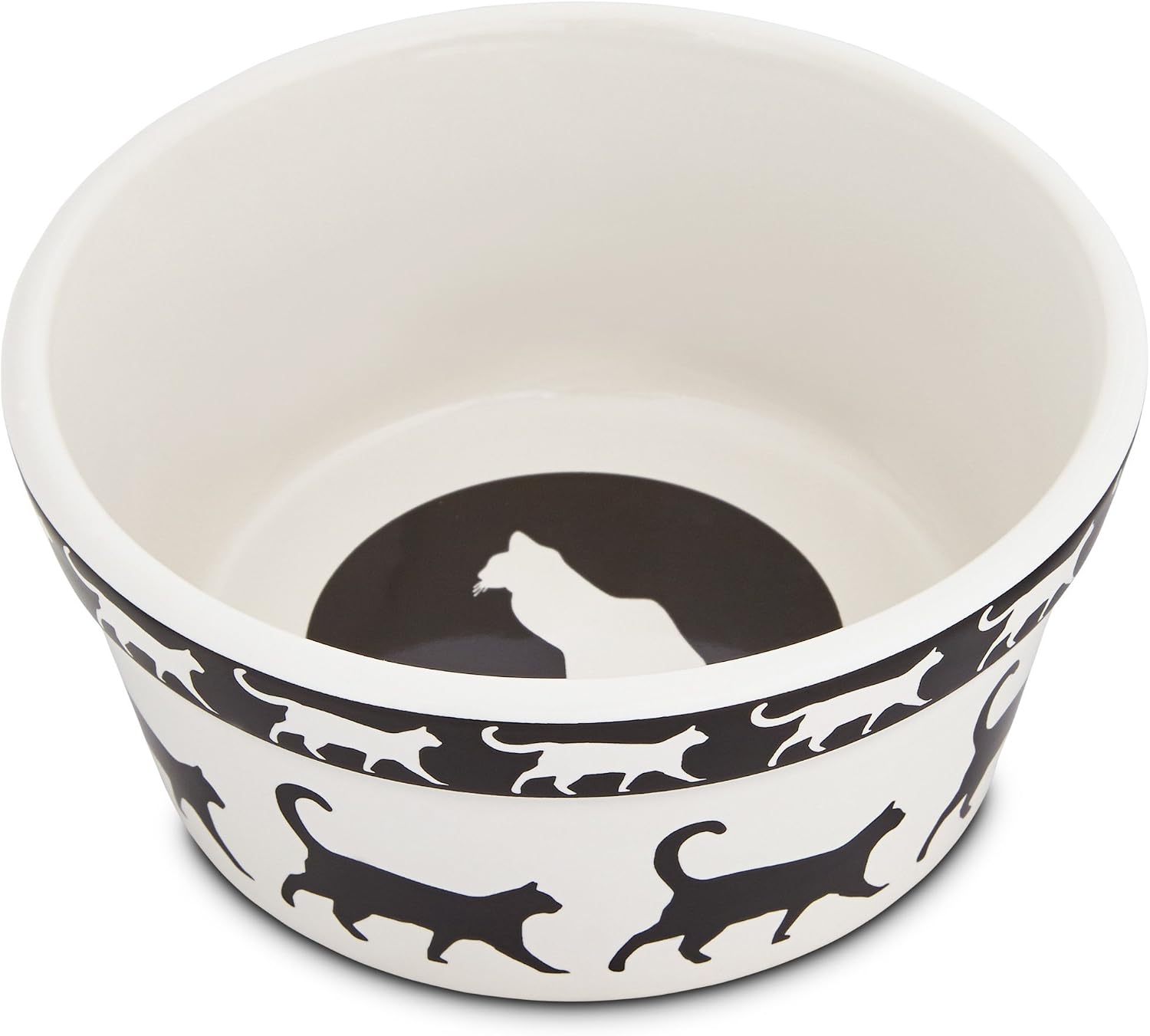 HARMONY Catwalk Ceramic Cat Bowl, 3" H X 6" Diameter, 3 Cup, Medium, Black/White