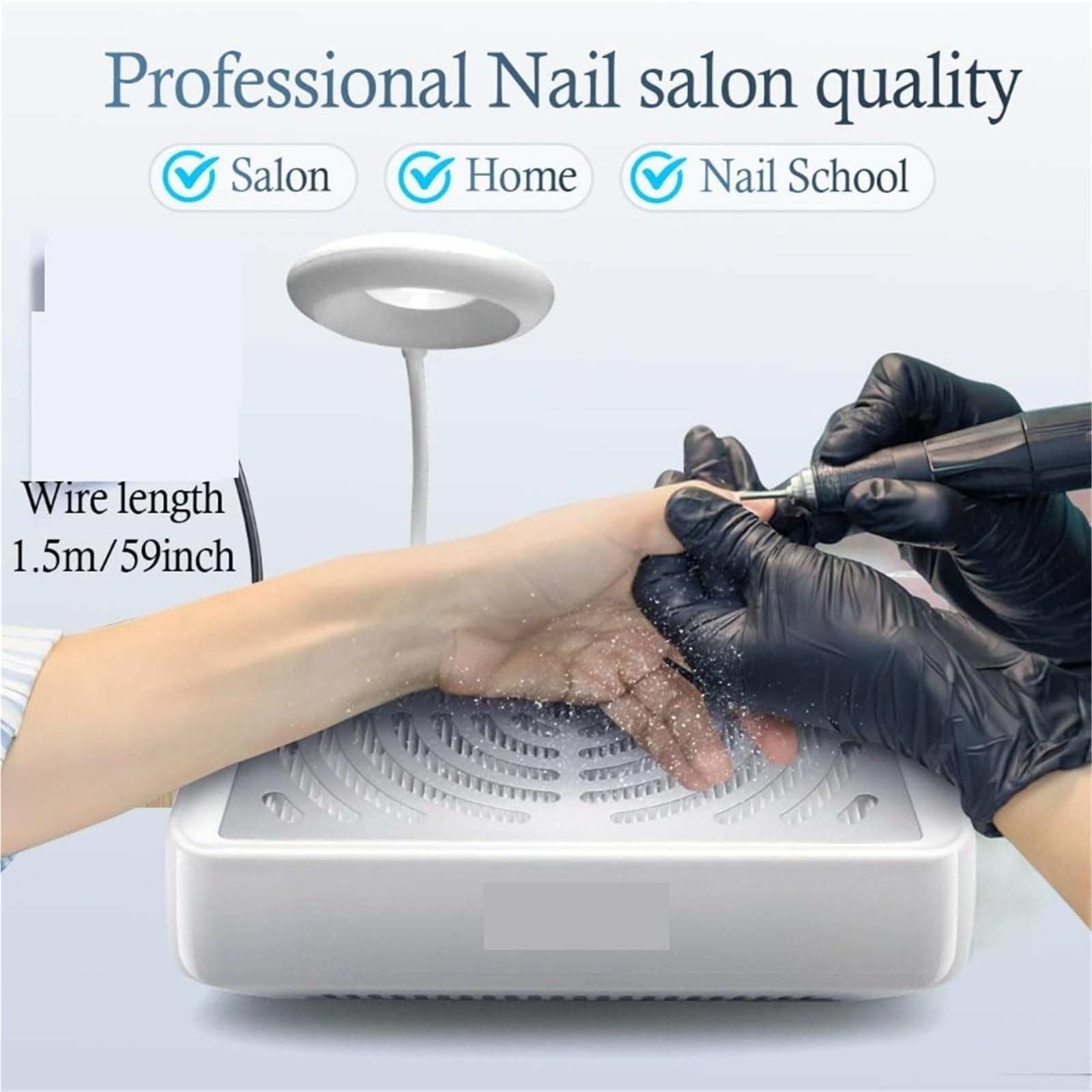 Nagelstaubsauger, Nagelsammler mit Lampe, elektrischer Nagelsauger, ventilator, Saugmaschine for Polieren von Maniküre-Acryl-Gel-Nägeln für Maniküre und Zuhause
