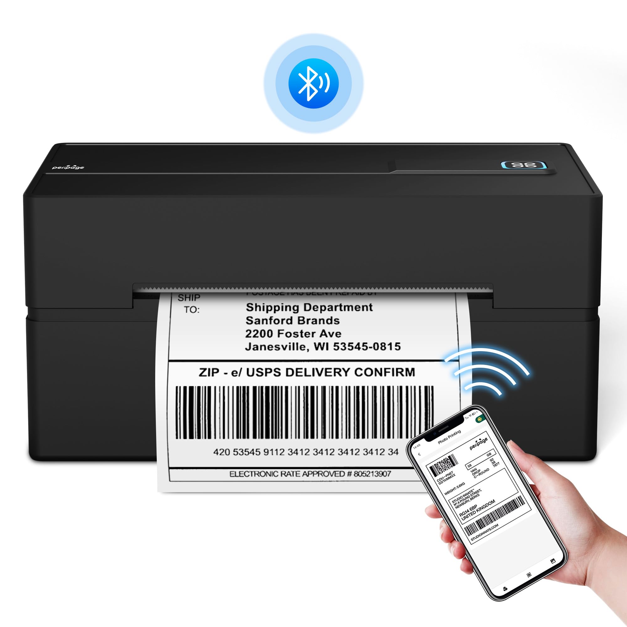 Sponsored Ad - PeriPage Bluetooth Thermal Shipping Label Printer,Wireless 4x6 Shipping Label Printer for Shipping Packages,Support iPhone iPad Android Windows & Mac,Used for Amazon, Ebay,Shopify, Etsy, USPS.