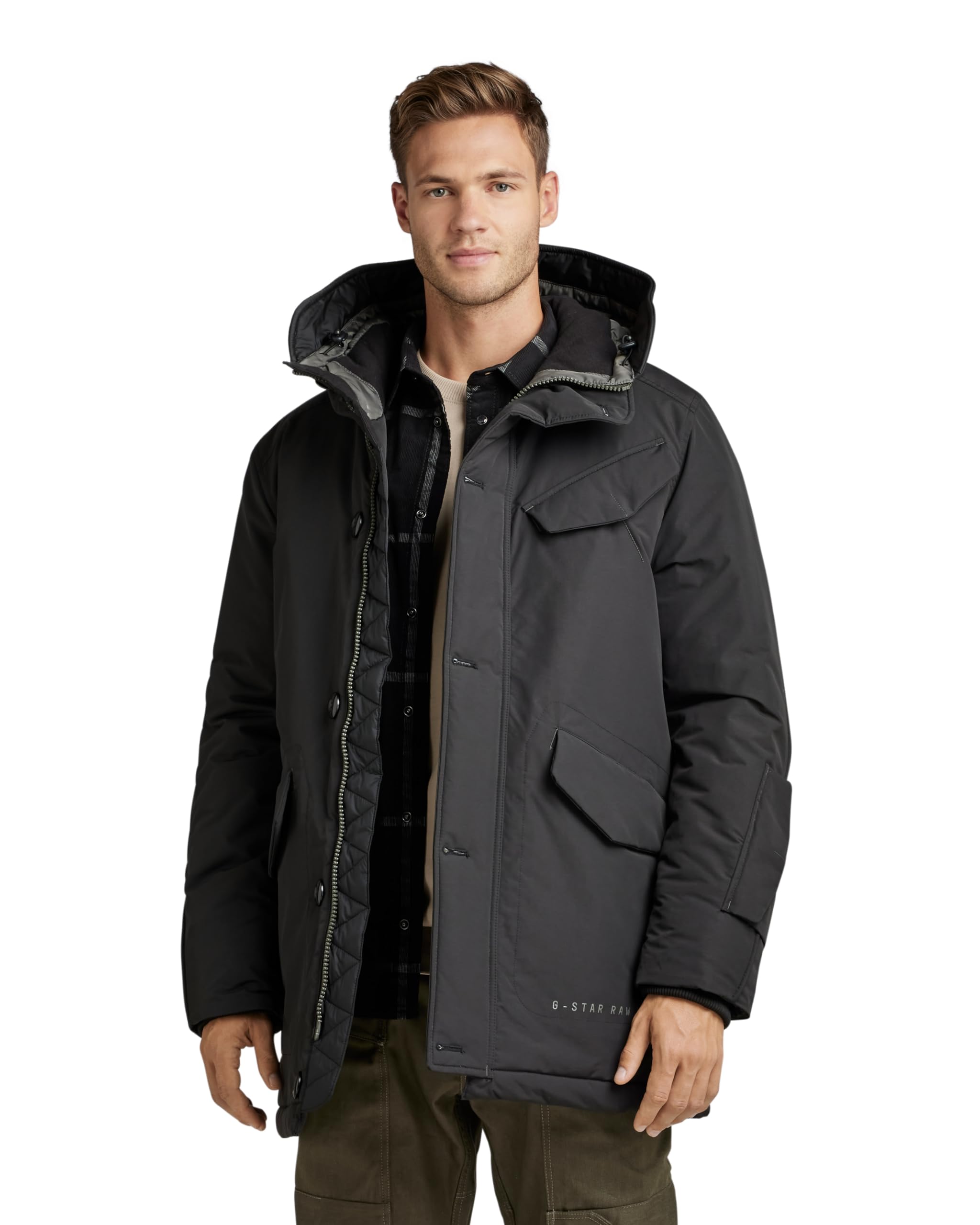 G-Star Men's Black (Dk Black D22713-A281-6484) Vodan Padded Hooded Parka, L